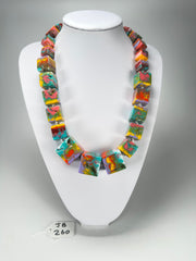 Jackie Brazil "Kandinsky" Mix Size Liquorice Cubes Resin Necklace ( N3343 )