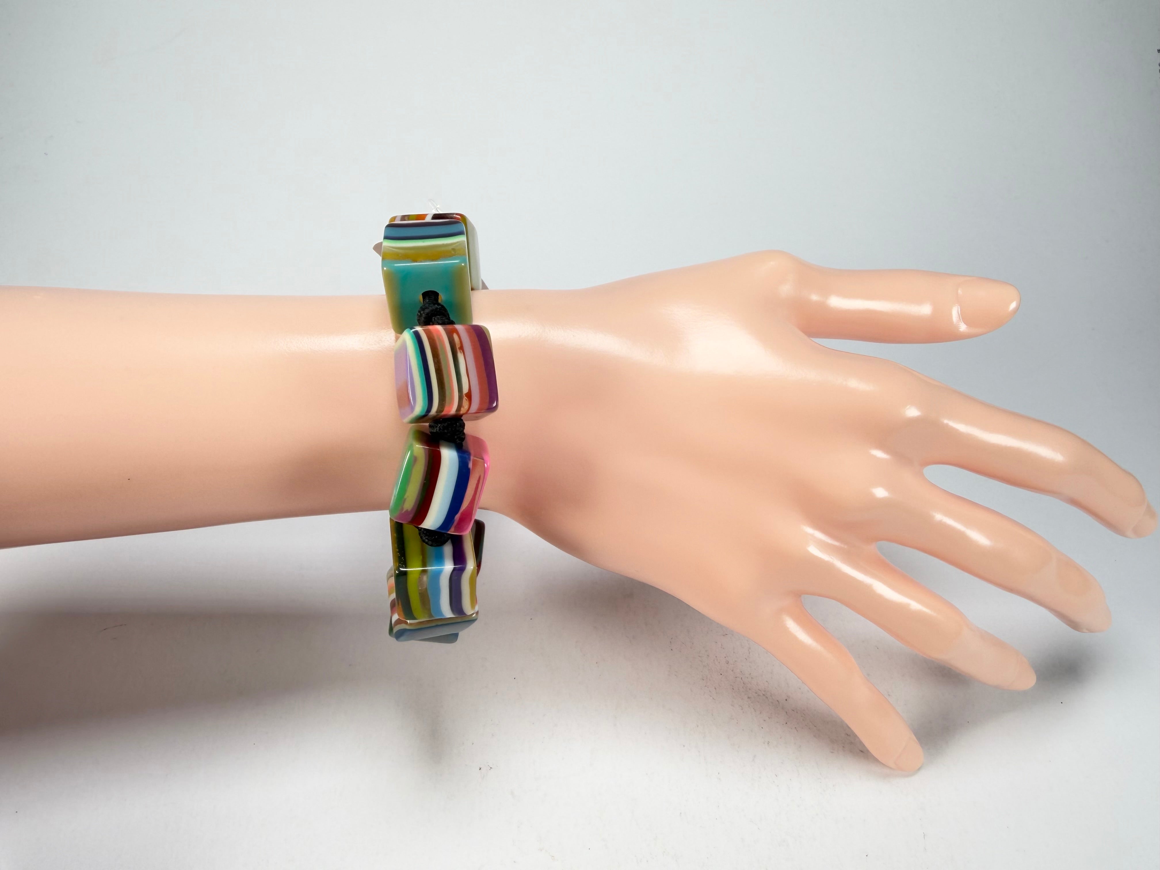 Jackie Brazil "POP" Liquorice Mix Colours Small Cubes Bracelet ( B0224 )