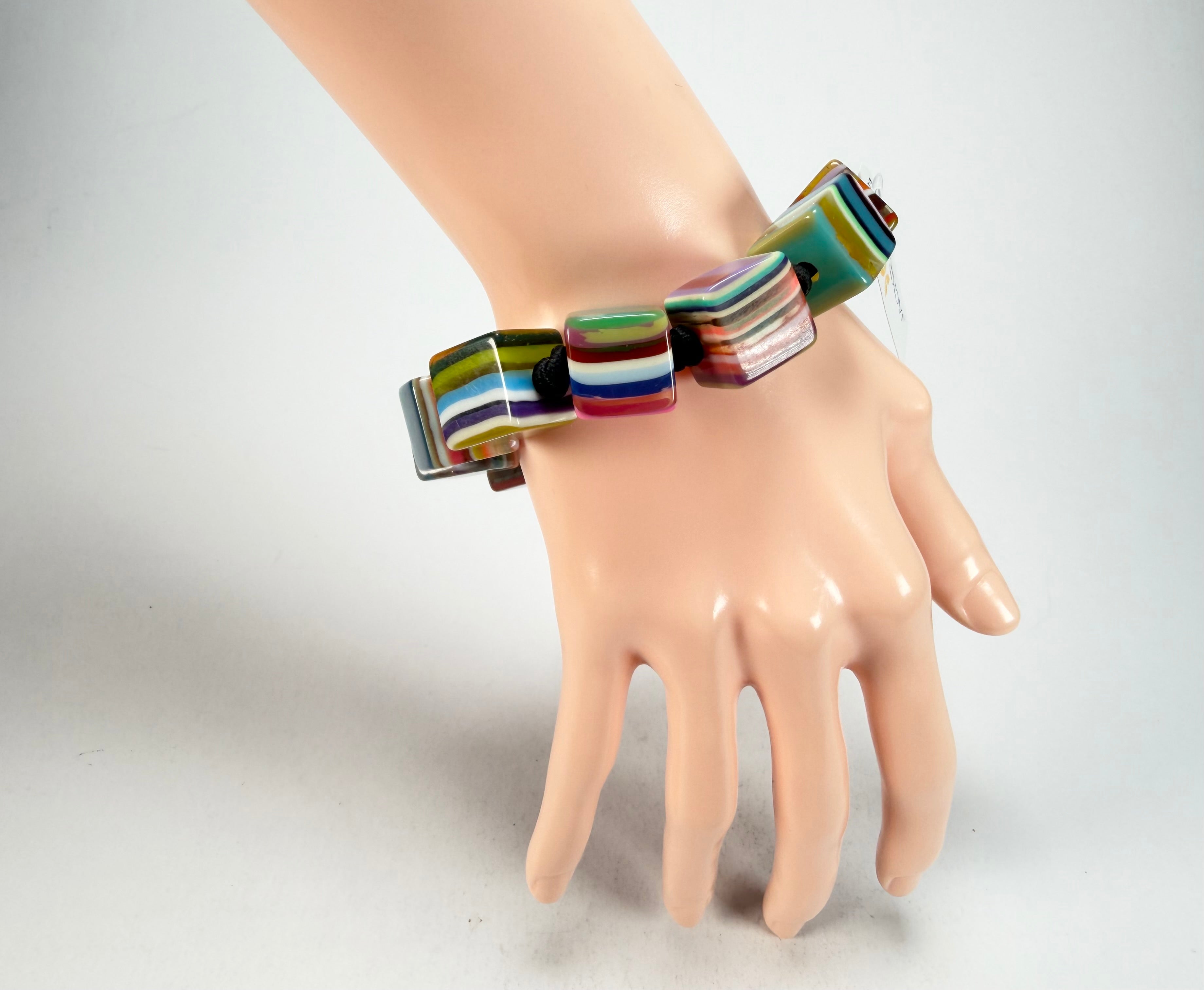 Jackie Brazil "POP" Liquorice Mix Colours Small Cubes Bracelet ( B0224 )