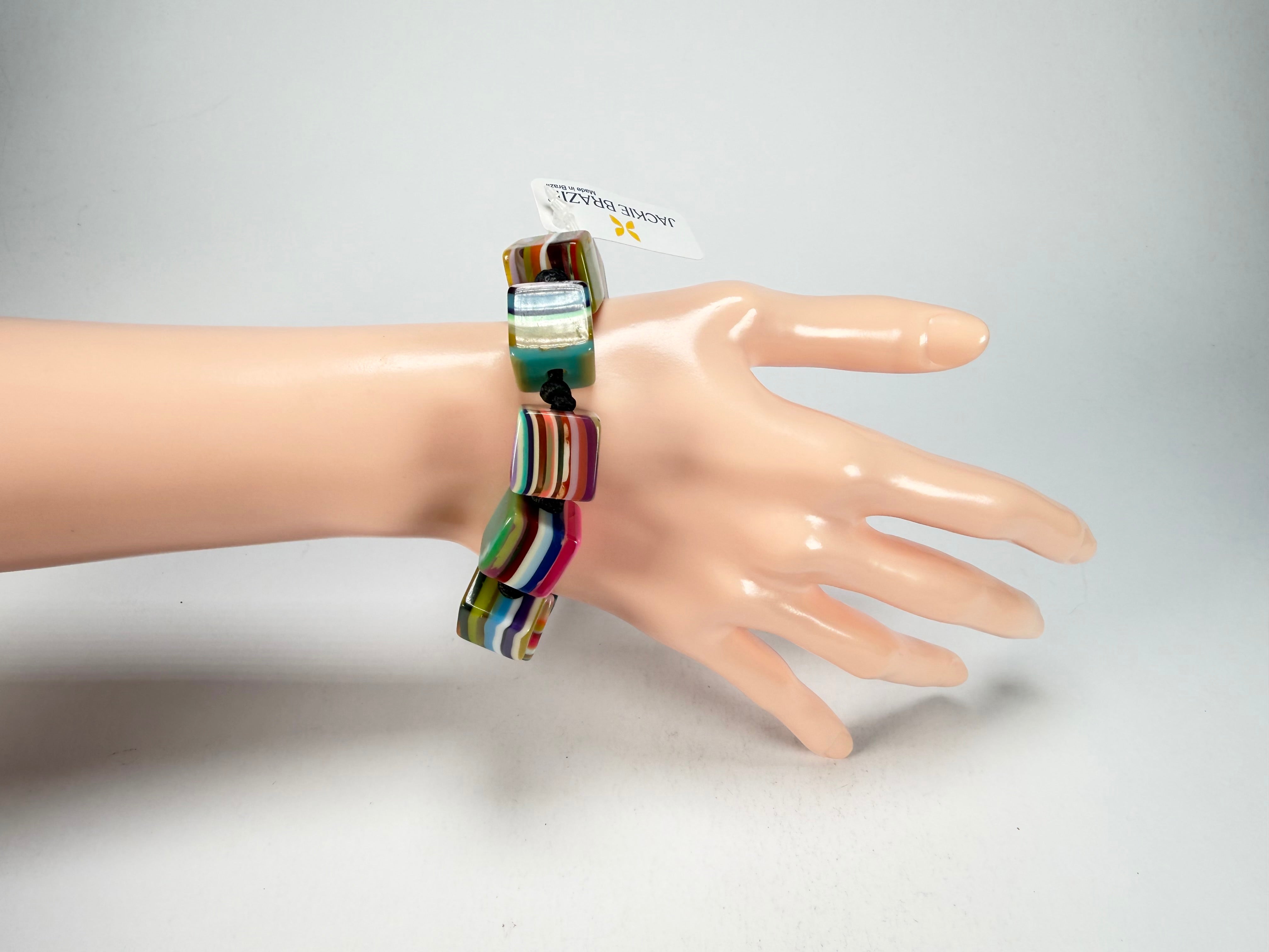 Jackie Brazil "POP" Liquorice Mix Colours Small Cubes Bracelet ( B0224 )