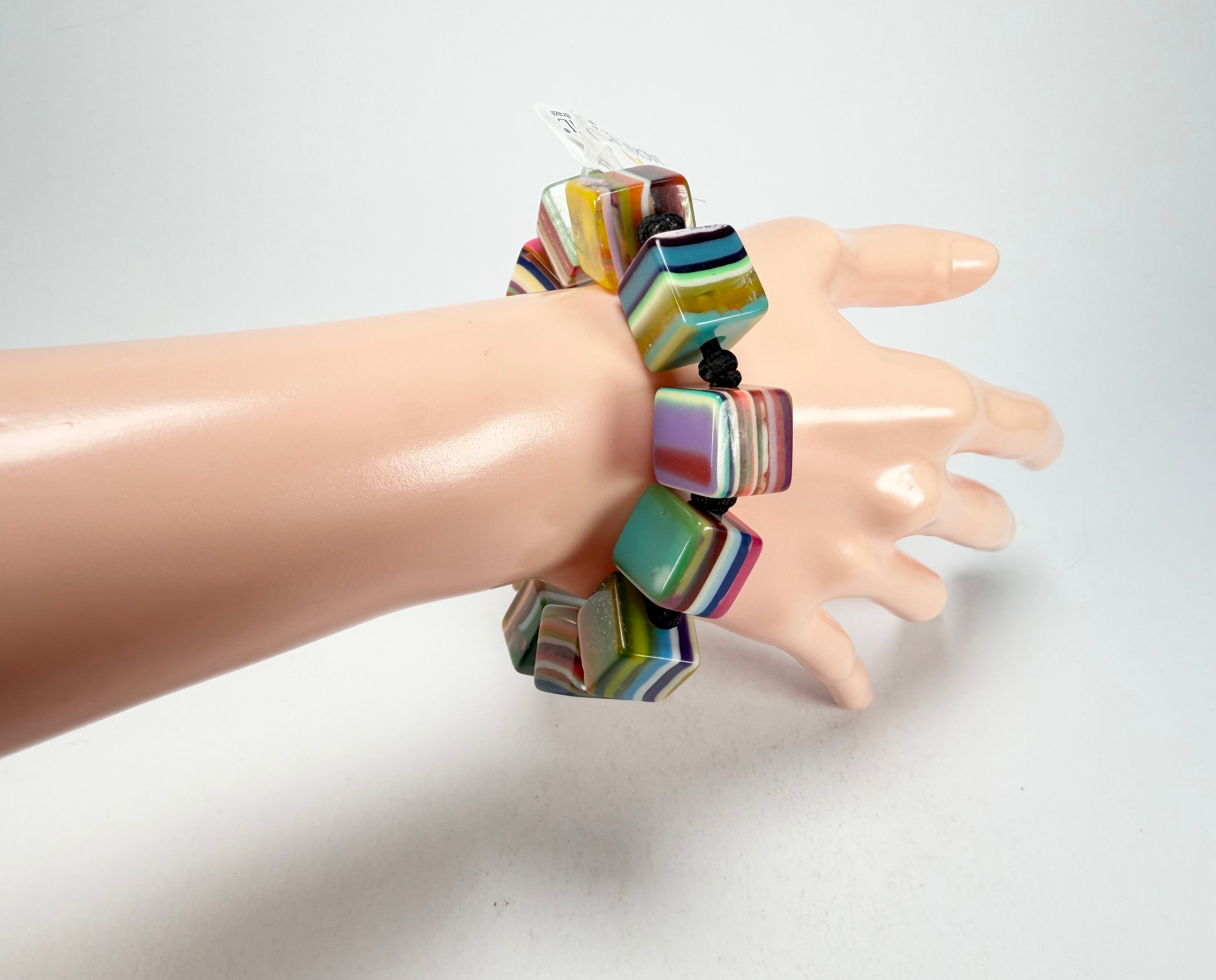 Jackie Brazil "POP" Liquorice Mix Colours Small Cubes Bracelet ( B0224 )