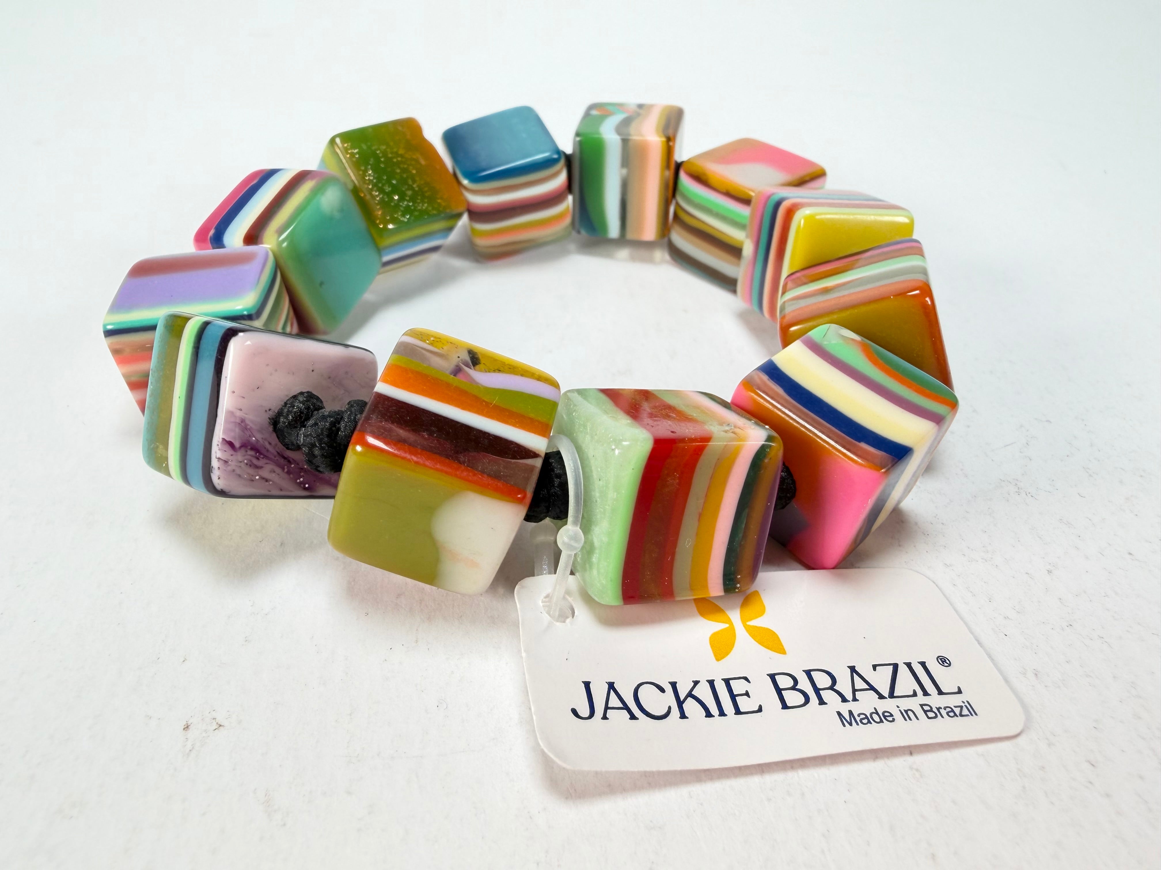 Jackie Brazil "POP" Liquorice Mix Colours Small Cubes Bracelet ( B0224 )