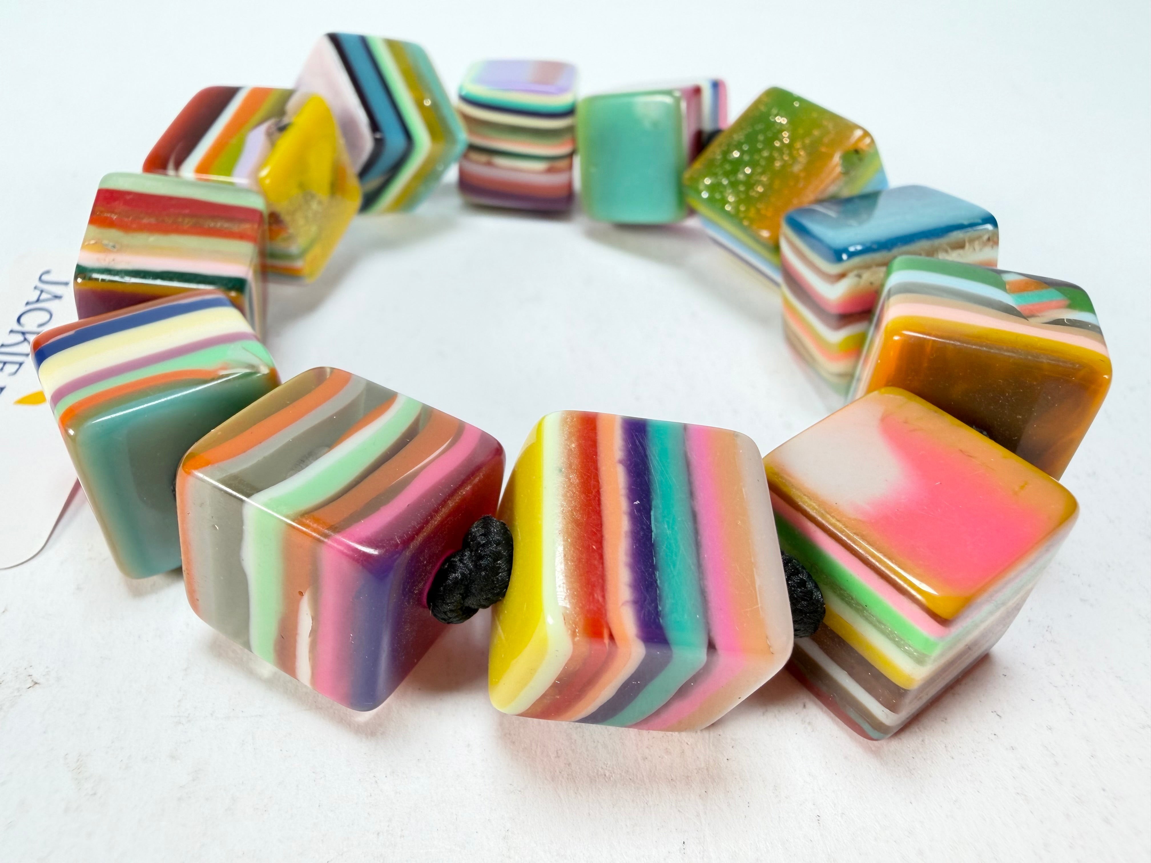 Jackie Brazil "POP" Liquorice Mix Colours Small Cubes Bracelet ( B0224 )