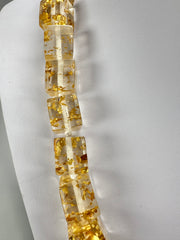 Jackie Brazil "POP" Gold Flakes Liquorice Small Cubes 65cm Necklace ( N0046 )