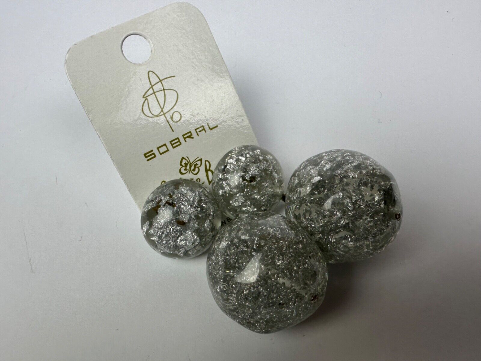 Jackie Brazil "Splendour" Silver Flakes Resin Earrings ( E2495 )