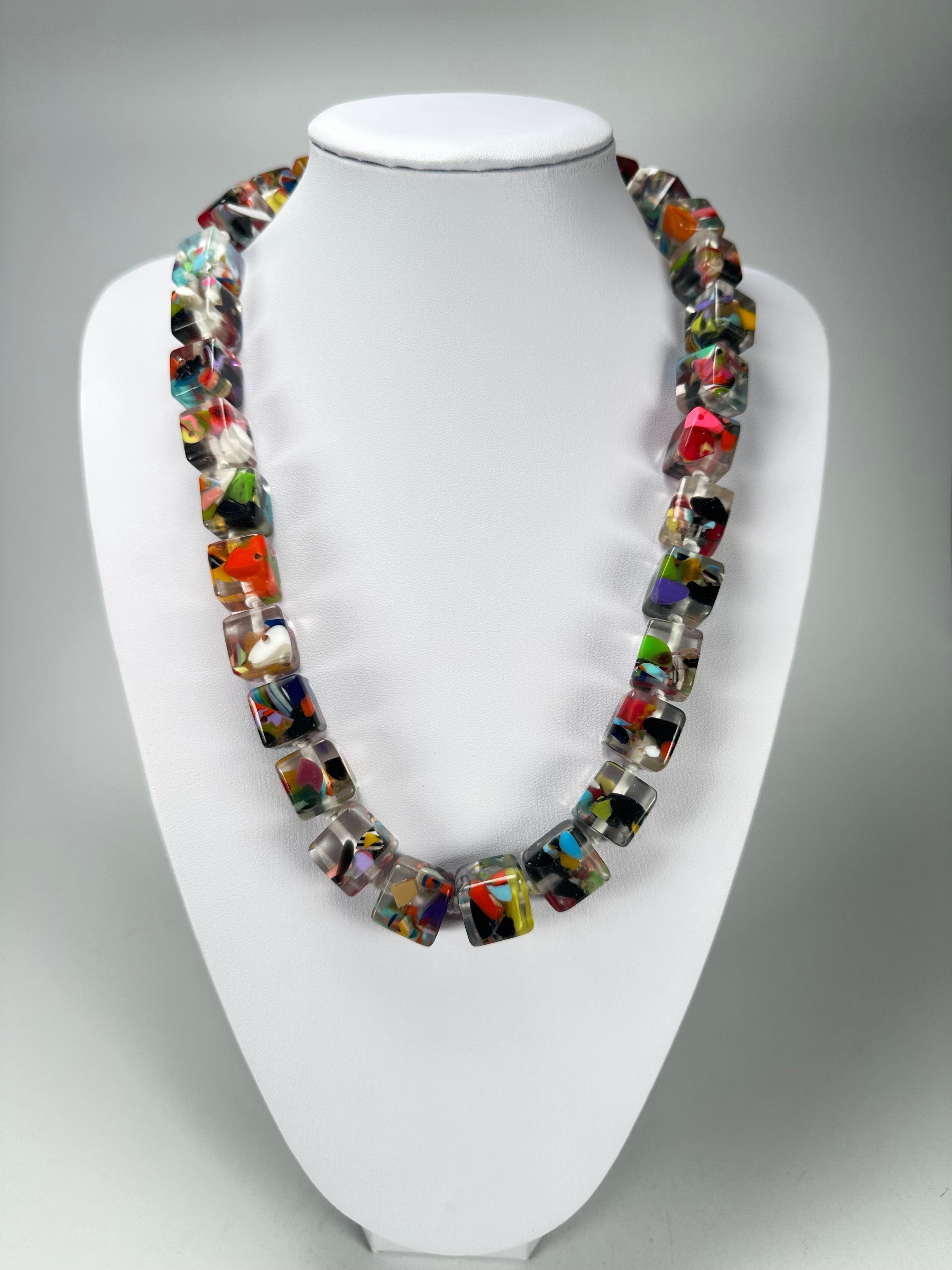 Jackie Brazil "POP" Cascade Liquorice Small Cubes 65cm Necklace ( N0046 )