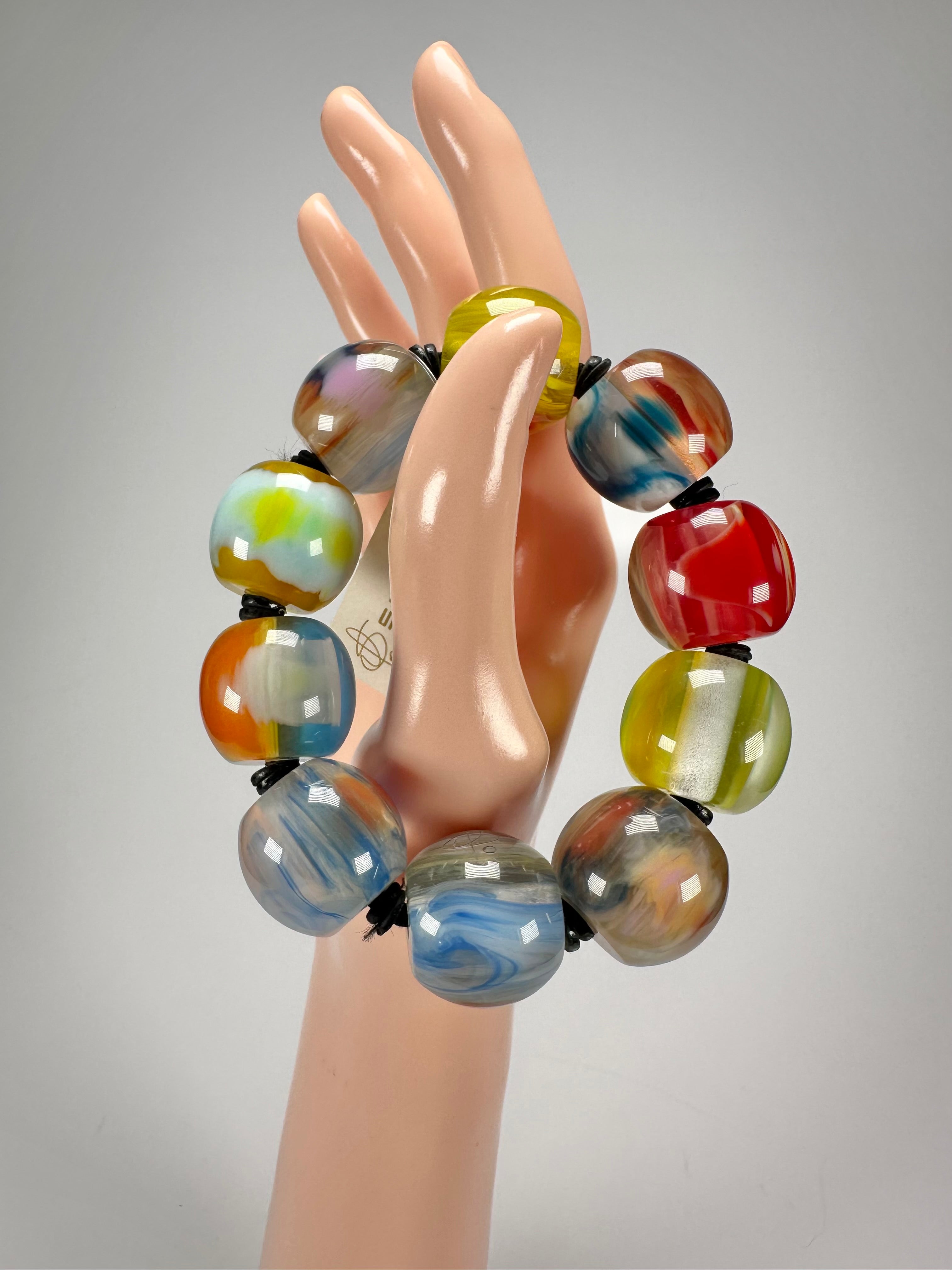 Jackie Brazil "Roma" Marble Spheres Elasticated Bracelet ( B0377 )