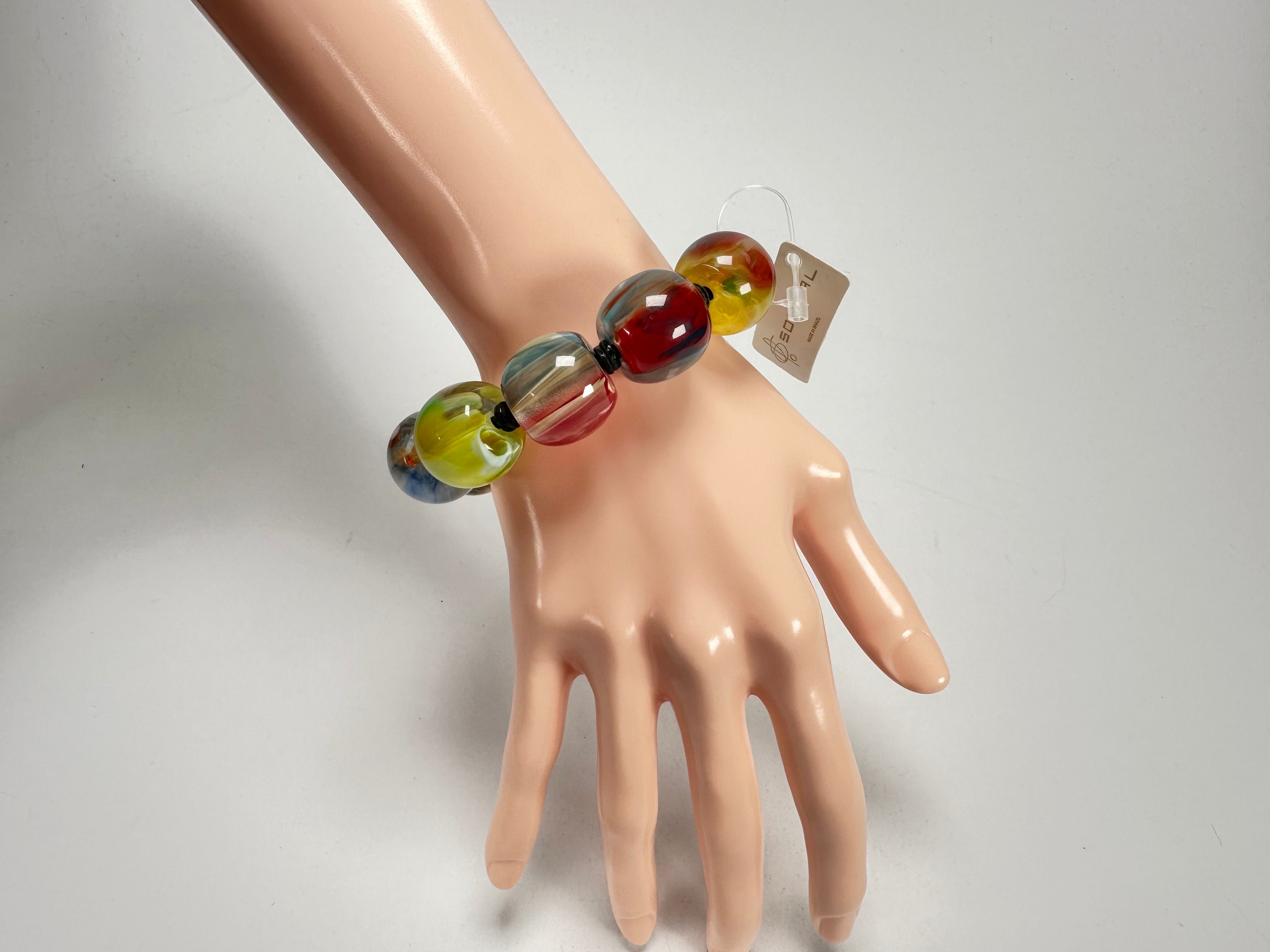 Jackie Brazil "Roma" Marble Spheres Elasticated Bracelet ( B0377 )