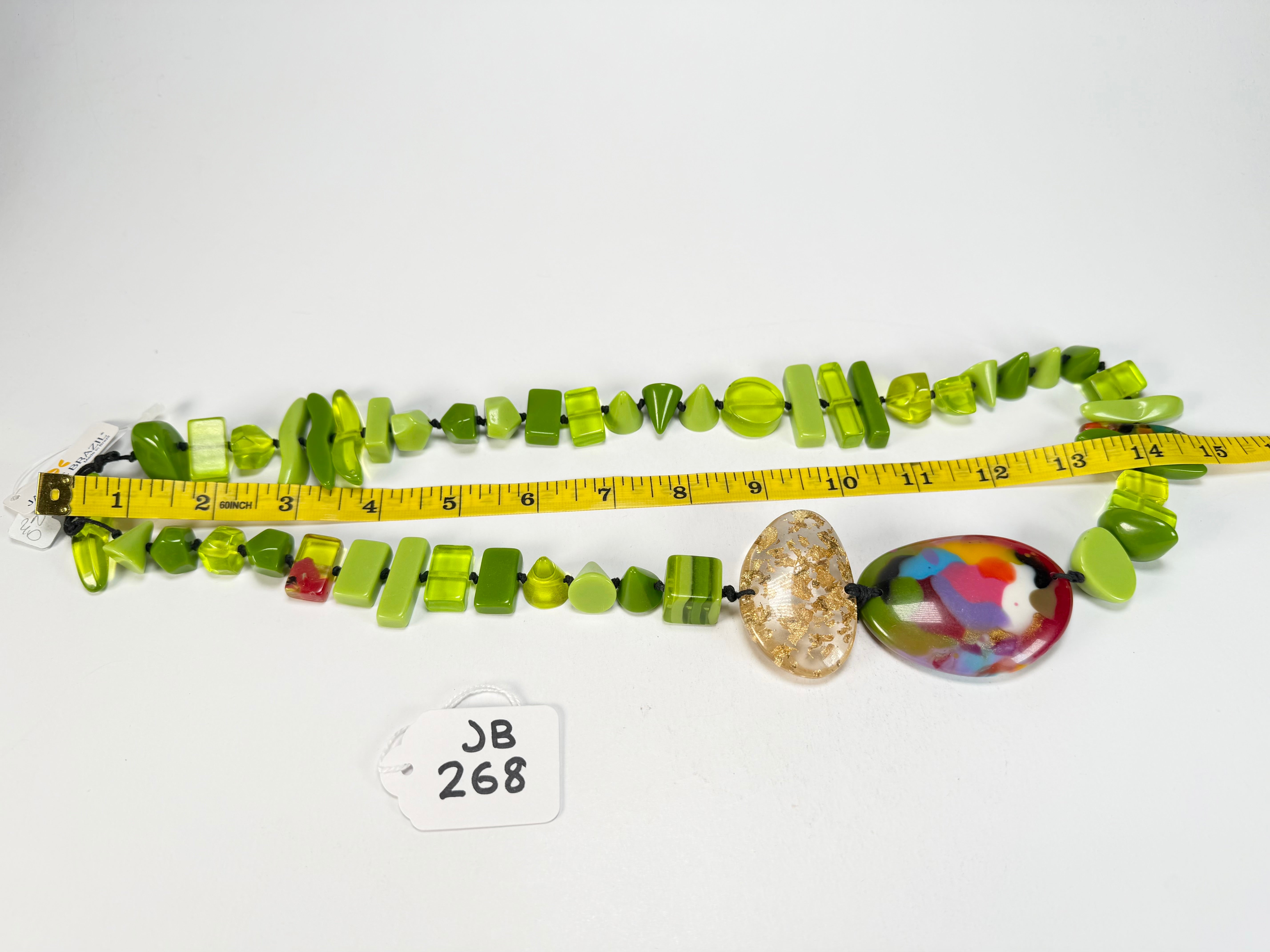 Jackie Brazil "Fusion" Light Green Mix Long 110cm Bead Necklace ( N0040 )
