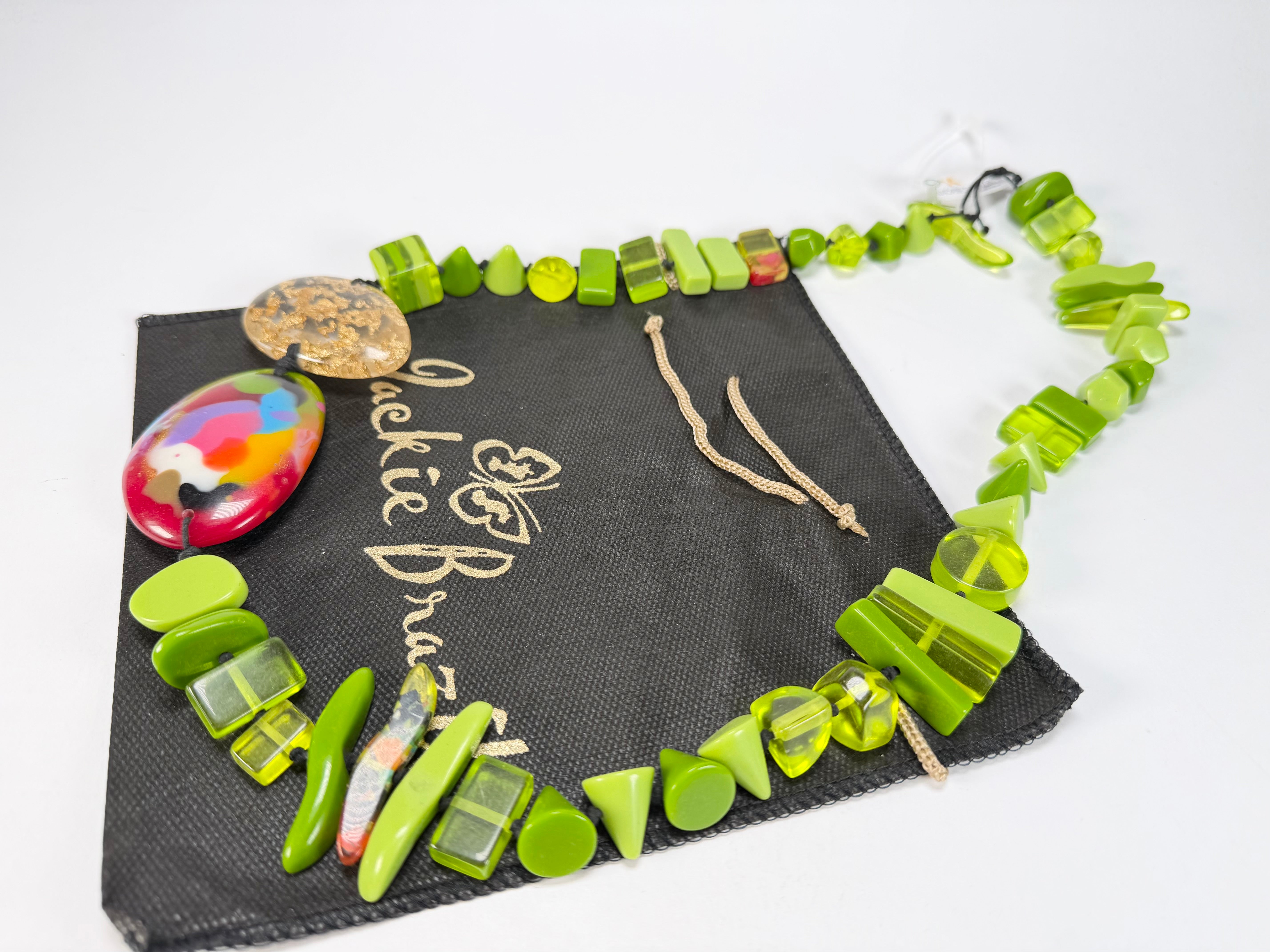 Jackie Brazil "Fusion" Light Green Mix Long 110cm Bead Necklace ( N0040 )