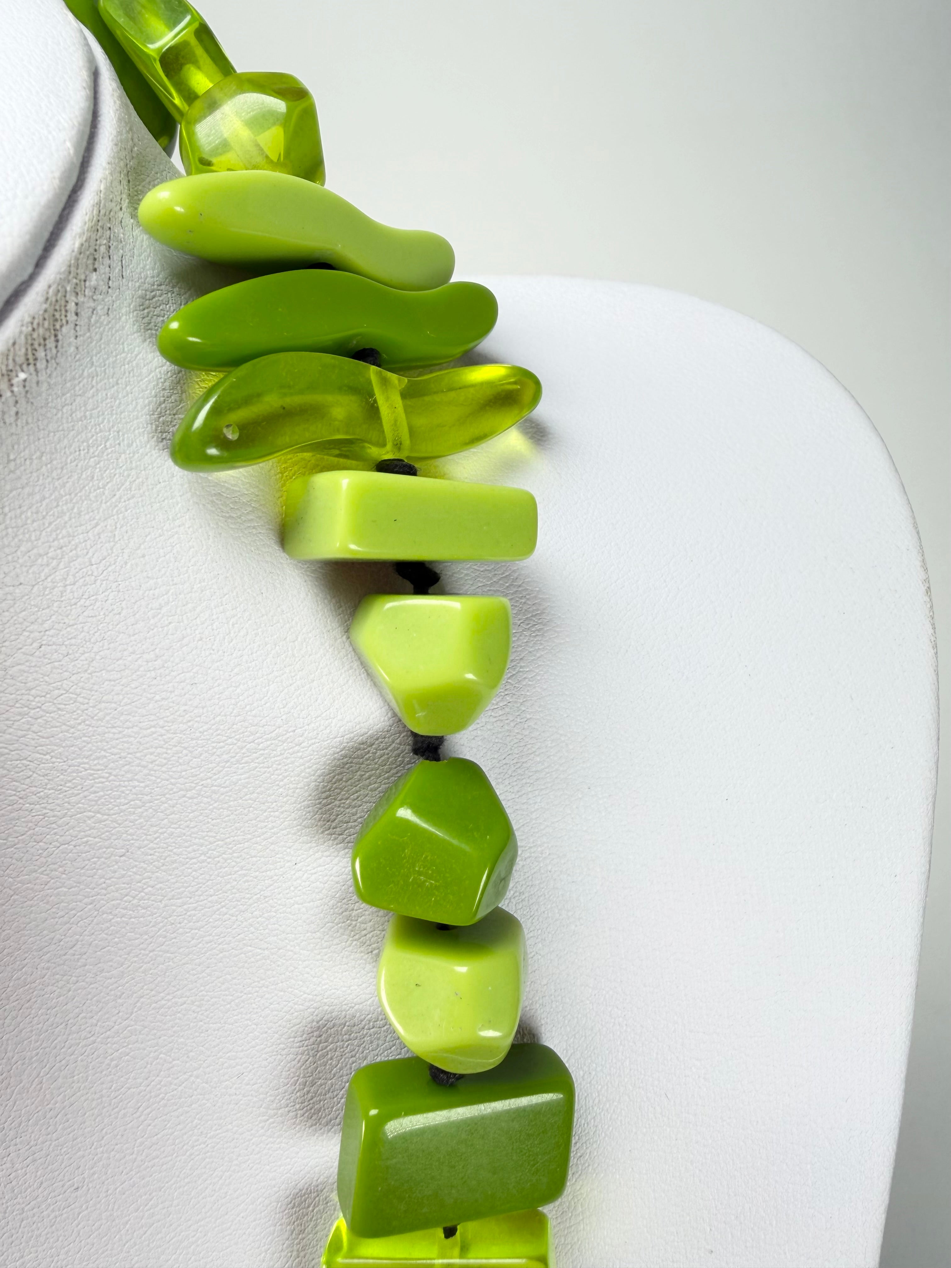 Jackie Brazil "Fusion" Light Green Mix Long 110cm Bead Necklace ( N0040 )