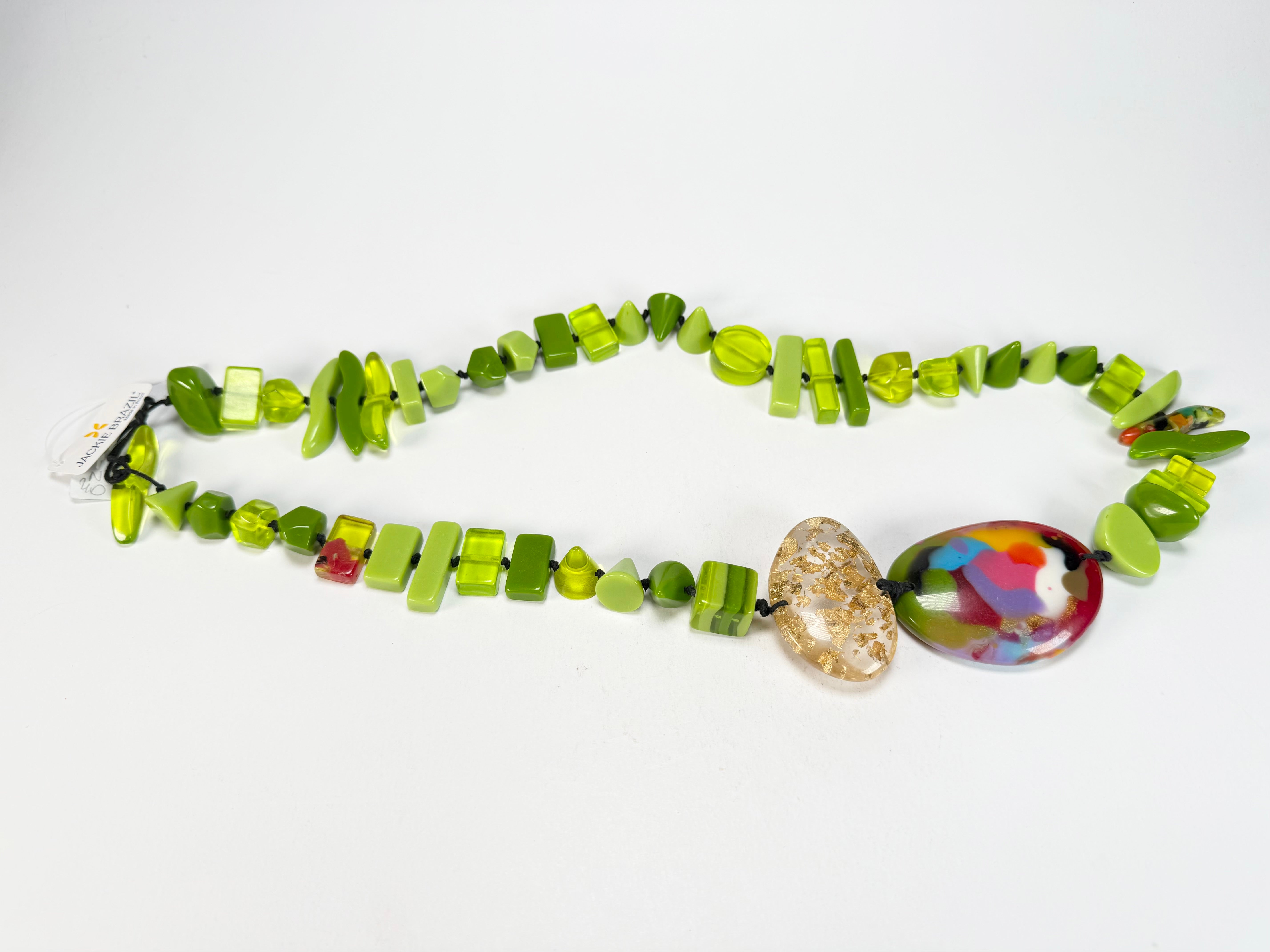 Jackie Brazil "Fusion" Light Green Mix Long 110cm Bead Necklace ( N0040 )