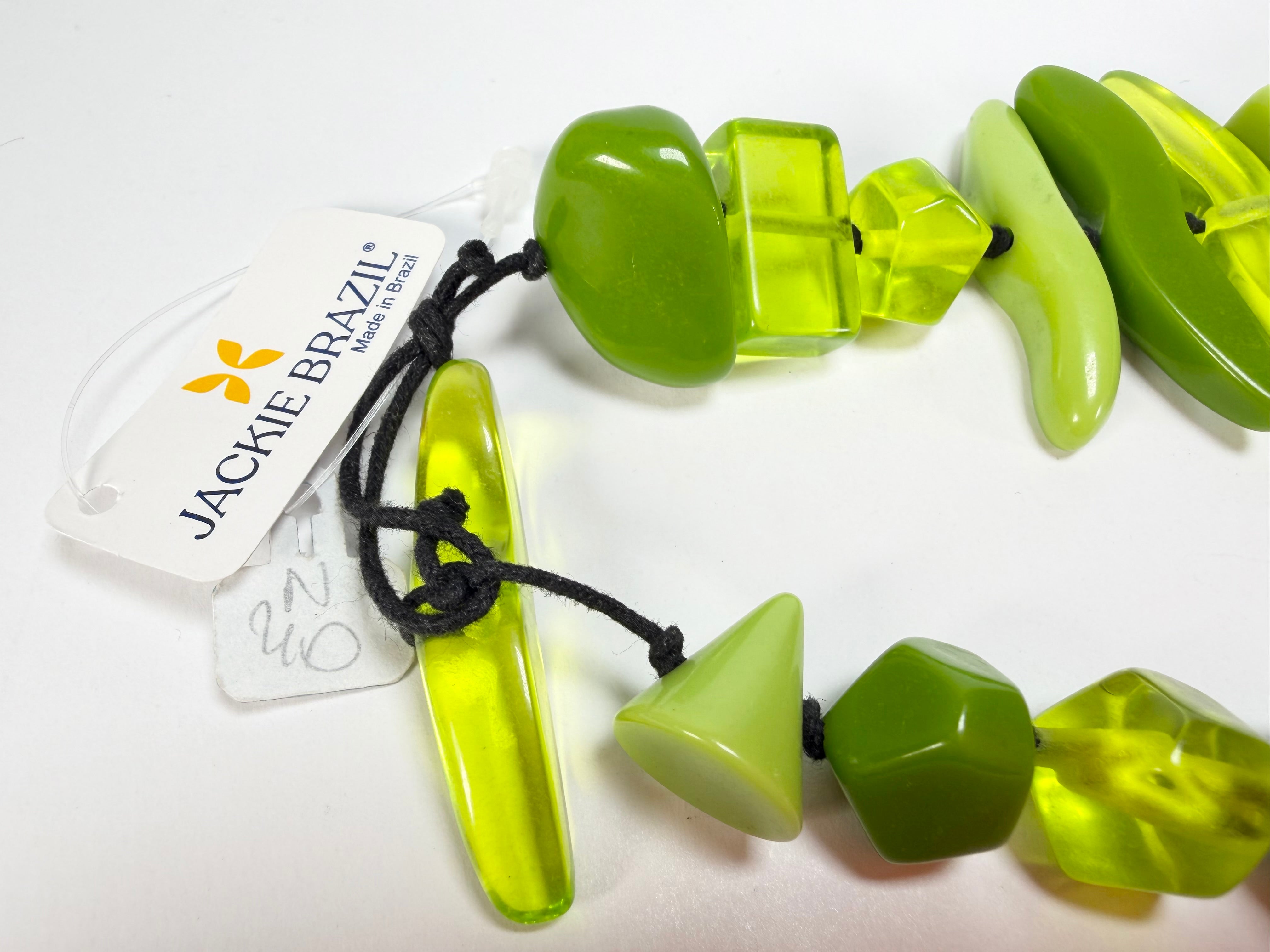 Jackie Brazil "Fusion" Light Green Mix Long 110cm Bead Necklace ( N0040 )