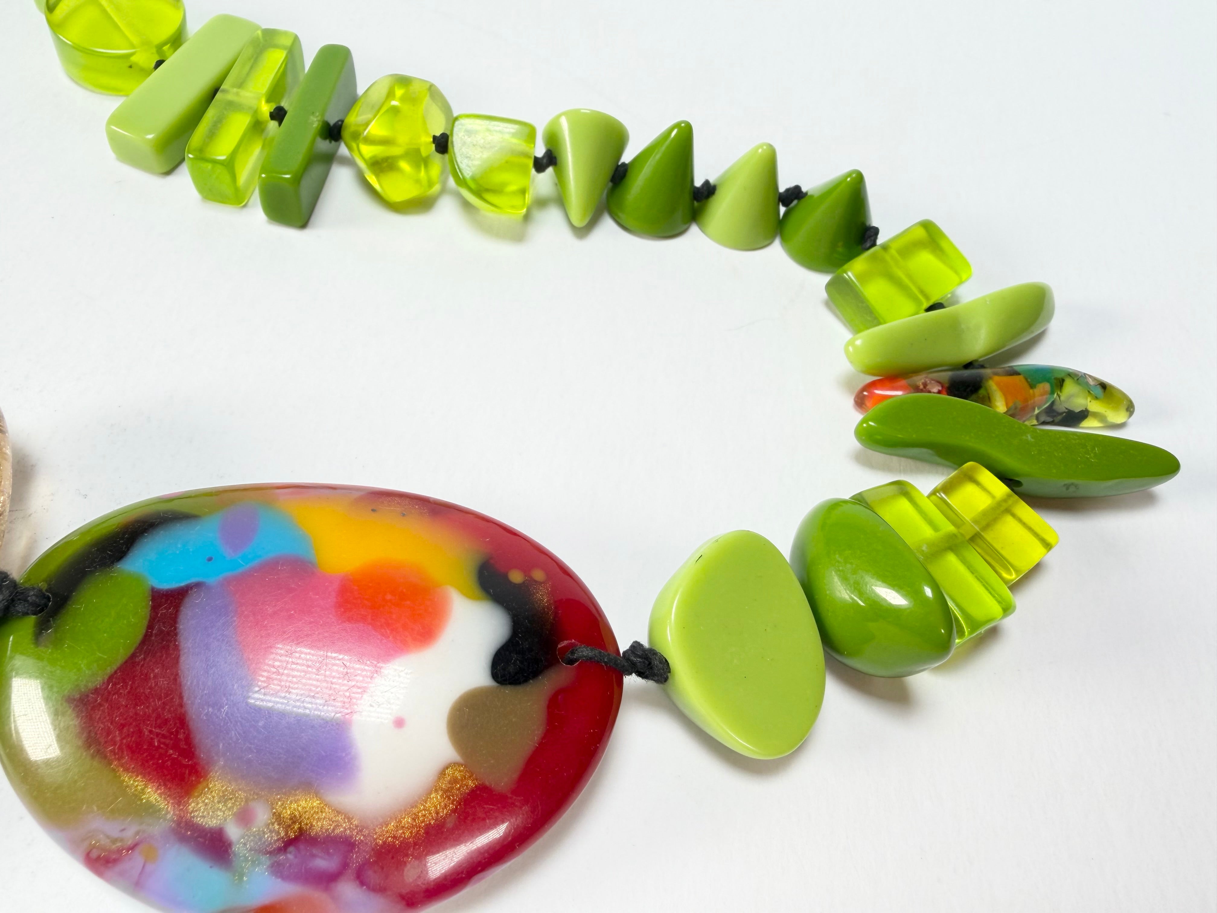 Jackie Brazil "Fusion" Light Green Mix Long 110cm Bead Necklace ( N0040 )