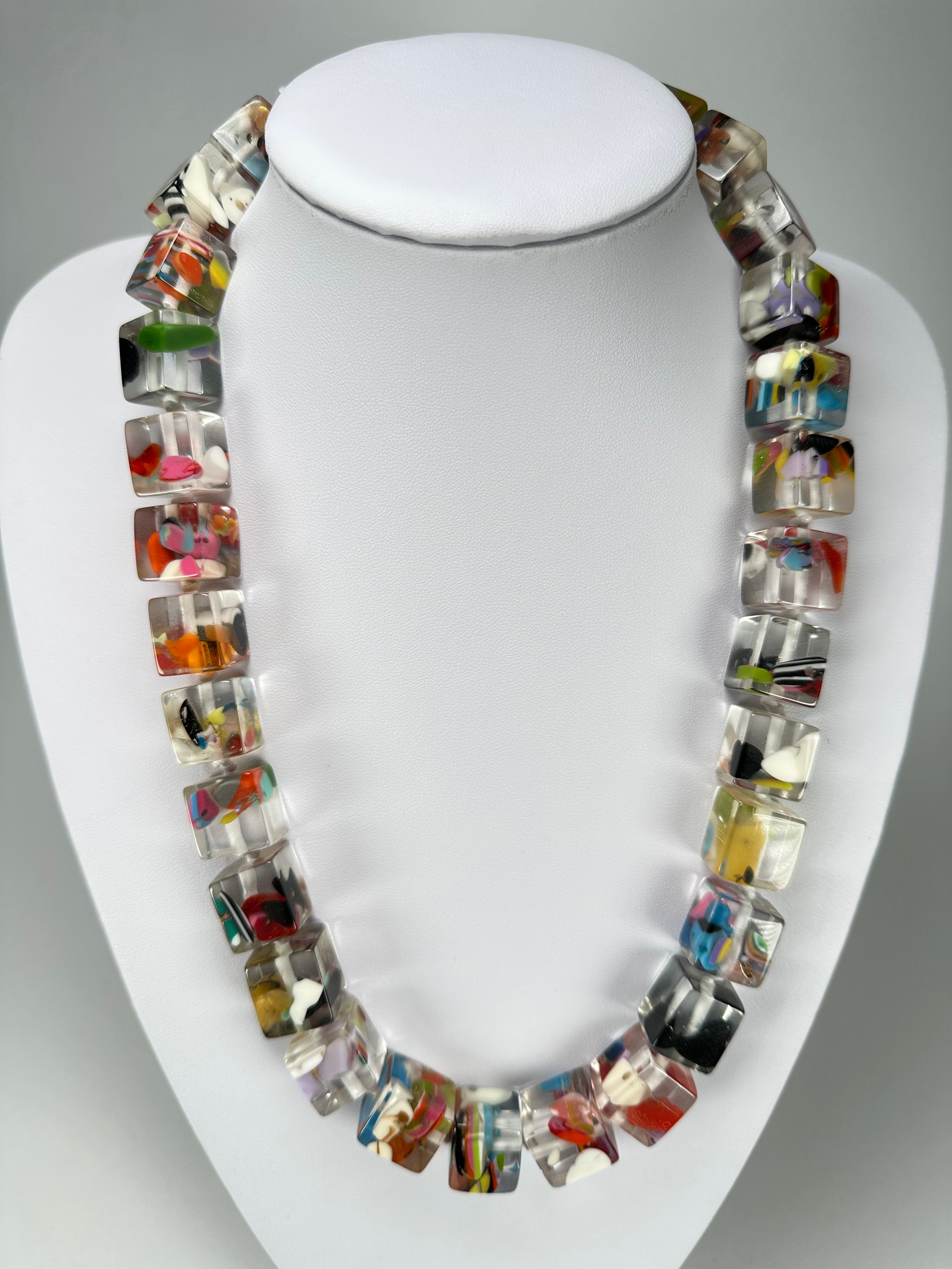 Jackie Brazil "POP" Cascade Liquorice Small Cubes 65cm Necklace ( N0046 )