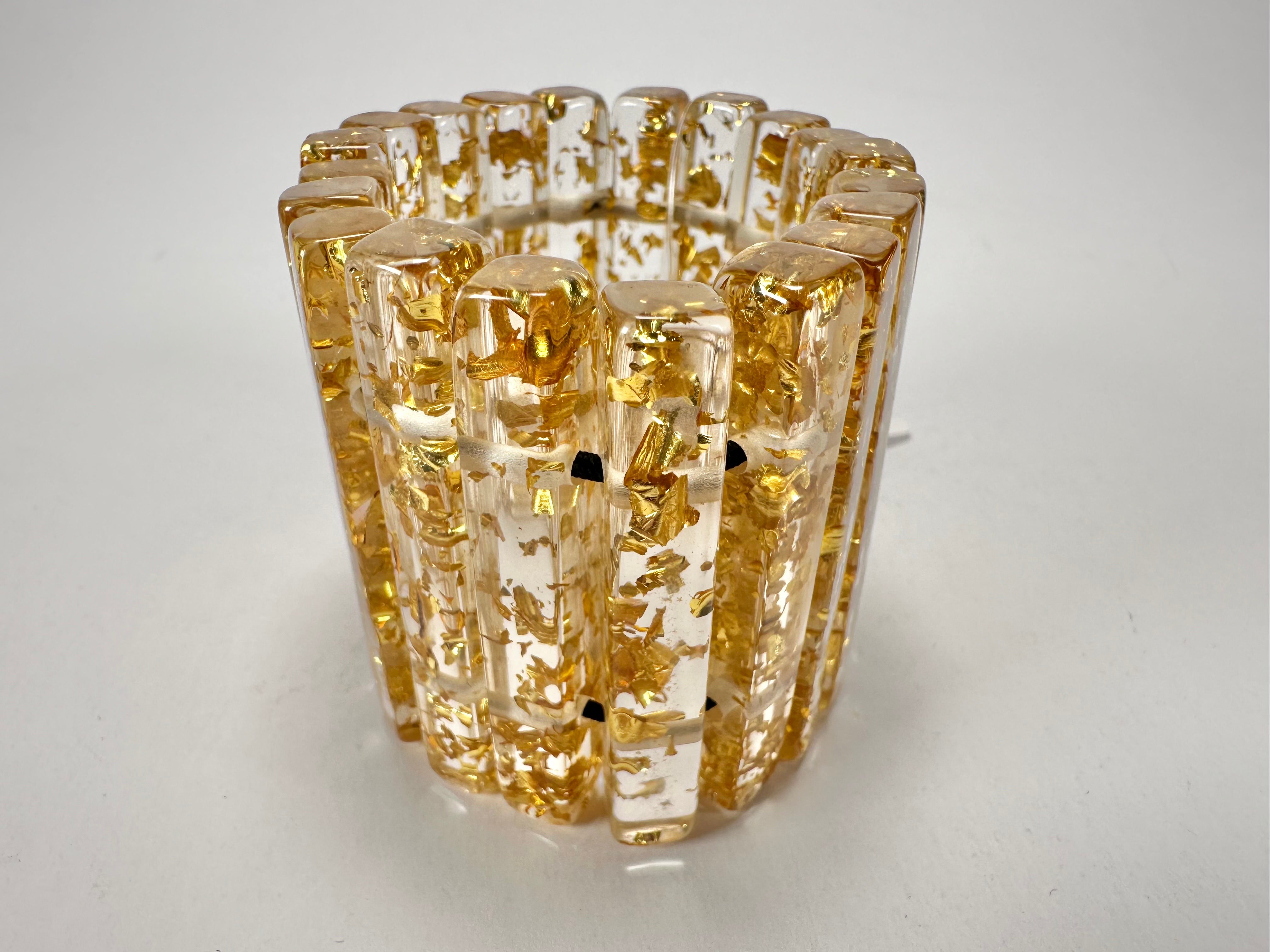 Jackie Brazil "Clarissa" Gold Flakes Thin Rectangles Elasticated Bracelet ( B2335 )