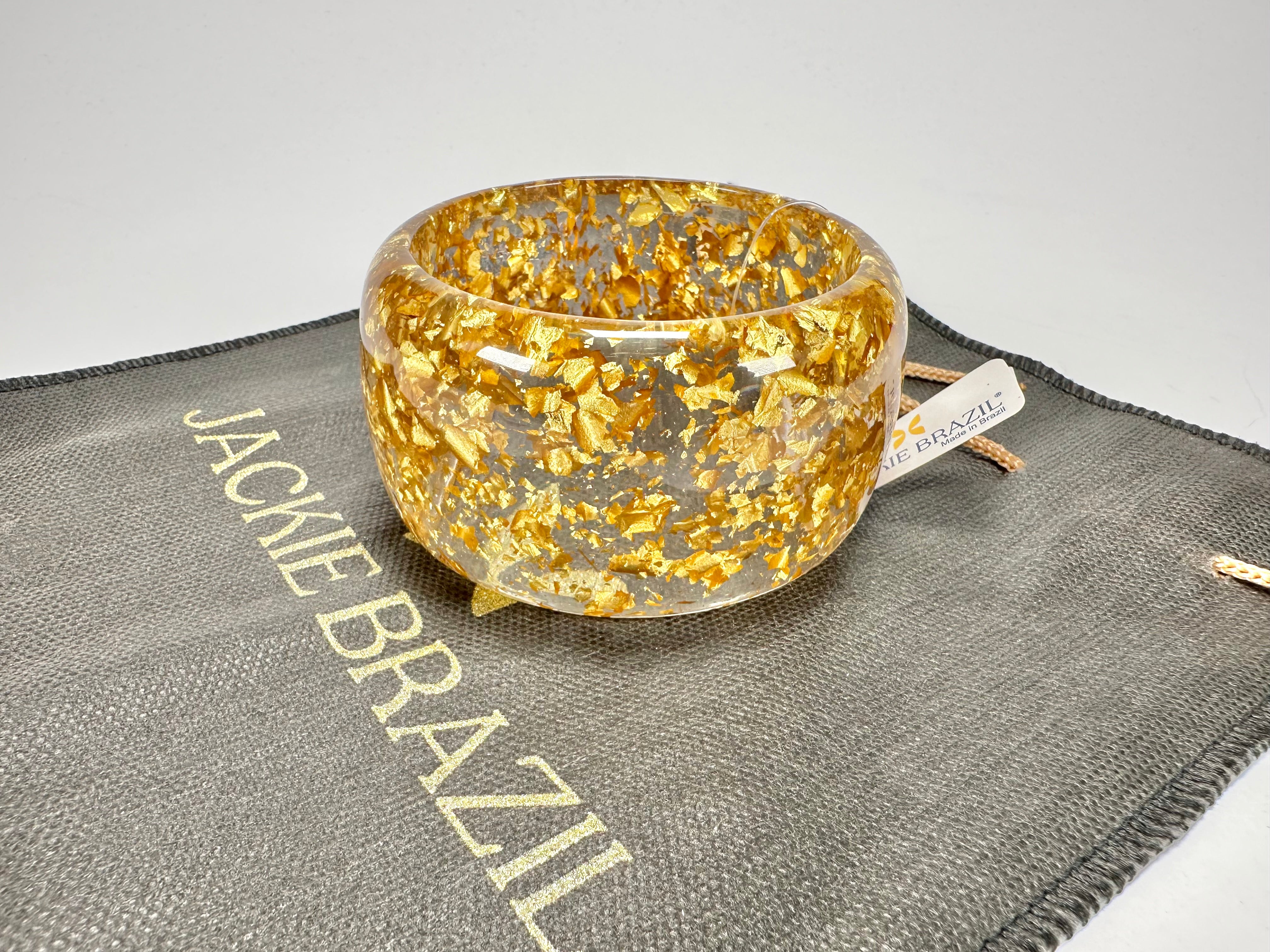 Jackie Brazil "Carmen" Gold Flakes 5cm Resin Bangle ( B2500 )