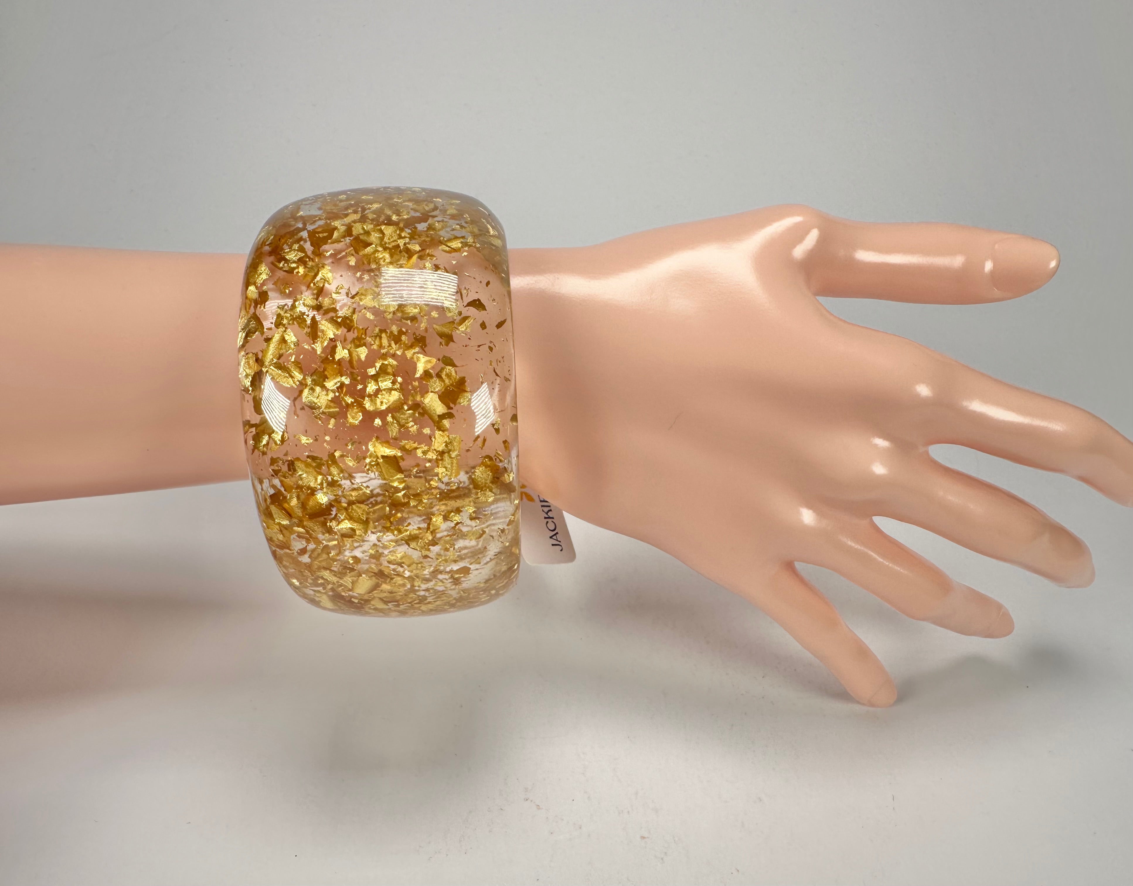 Jackie Brazil "Carmen" Gold Flakes 5cm Resin Bangle ( B2500 )