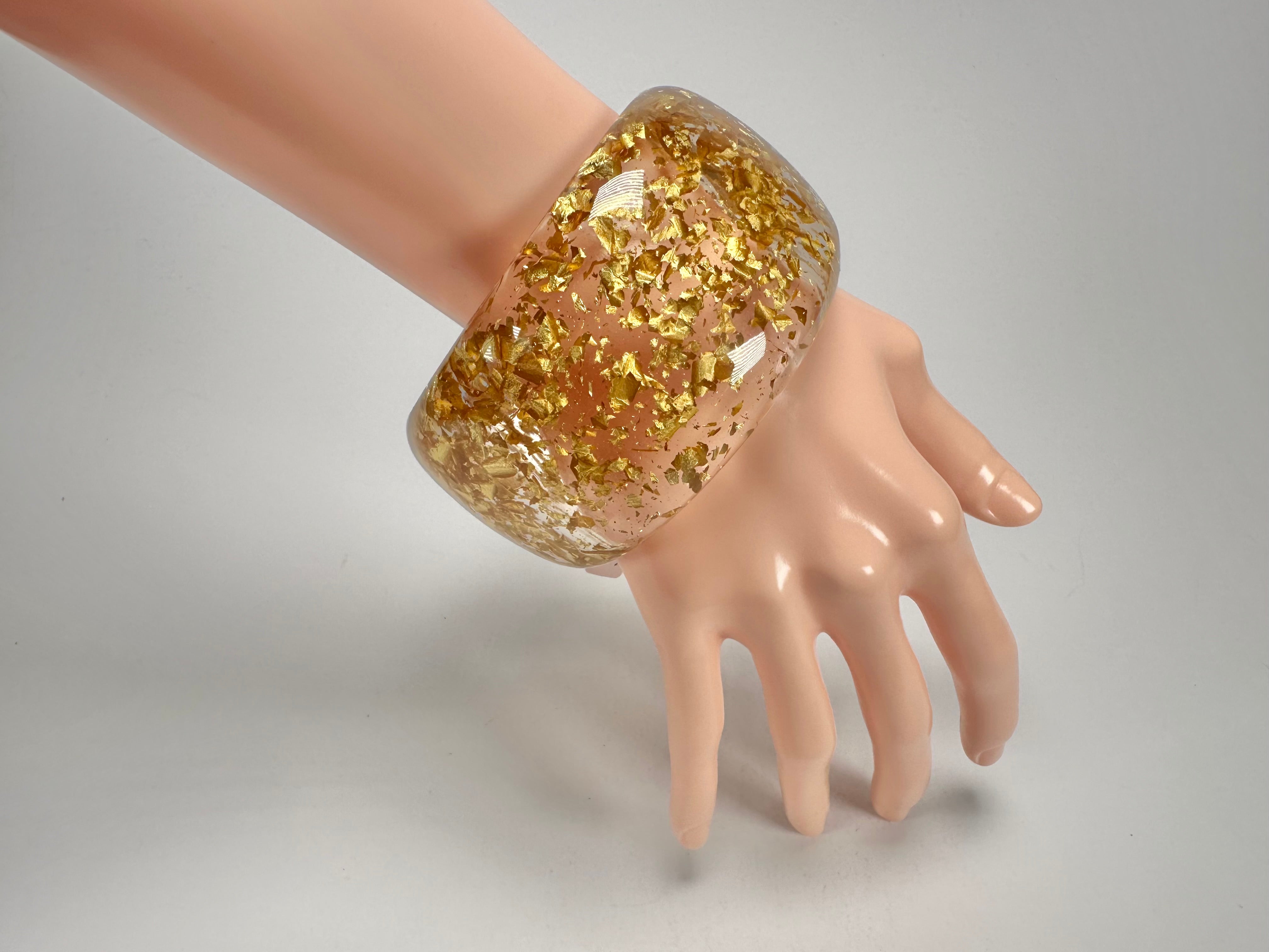 Jackie Brazil "Carmen" Gold Flakes 5cm Resin Bangle ( B2500 )