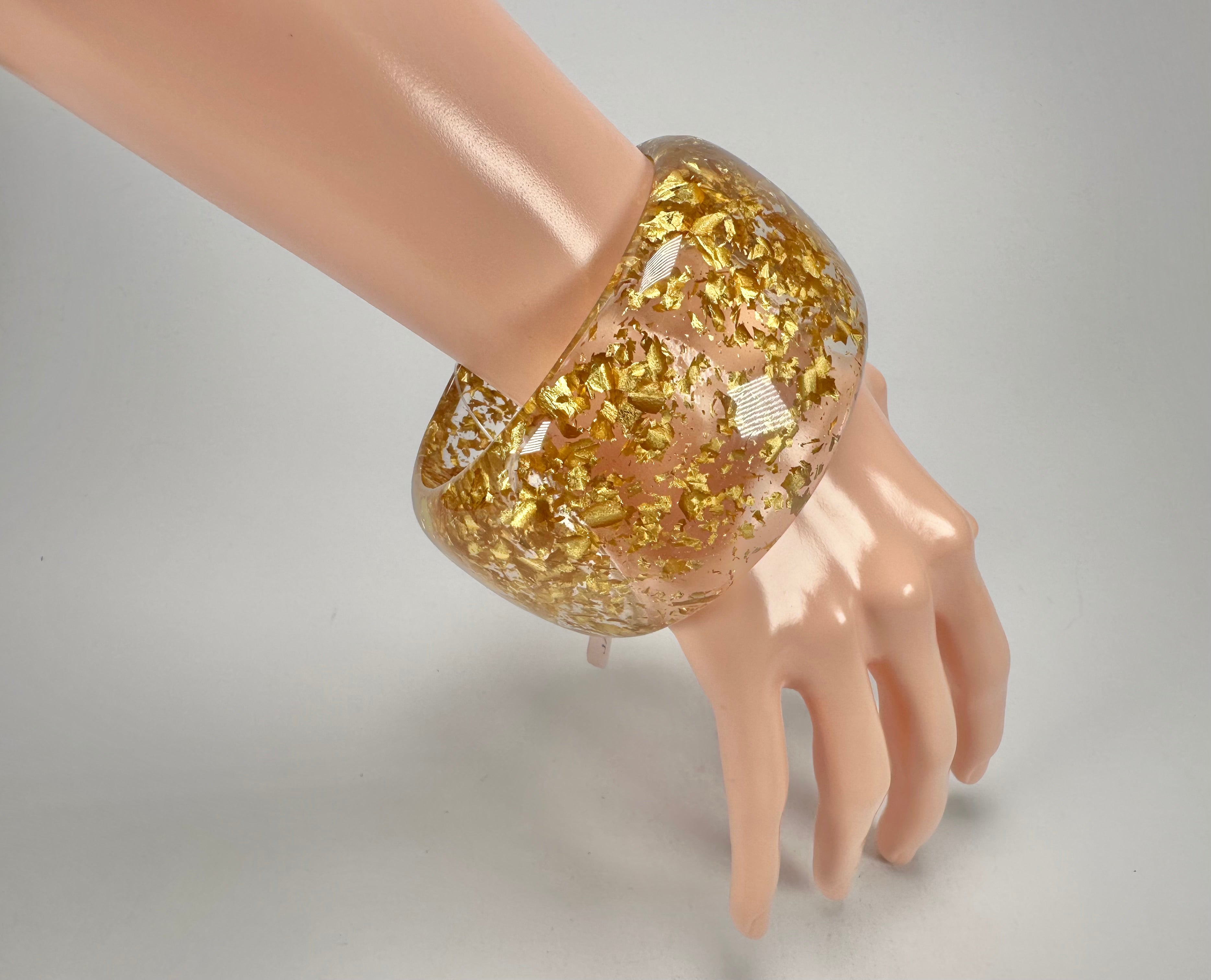 Jackie Brazil "Carmen" Gold Flakes 5cm Resin Bangle ( B2500 )
