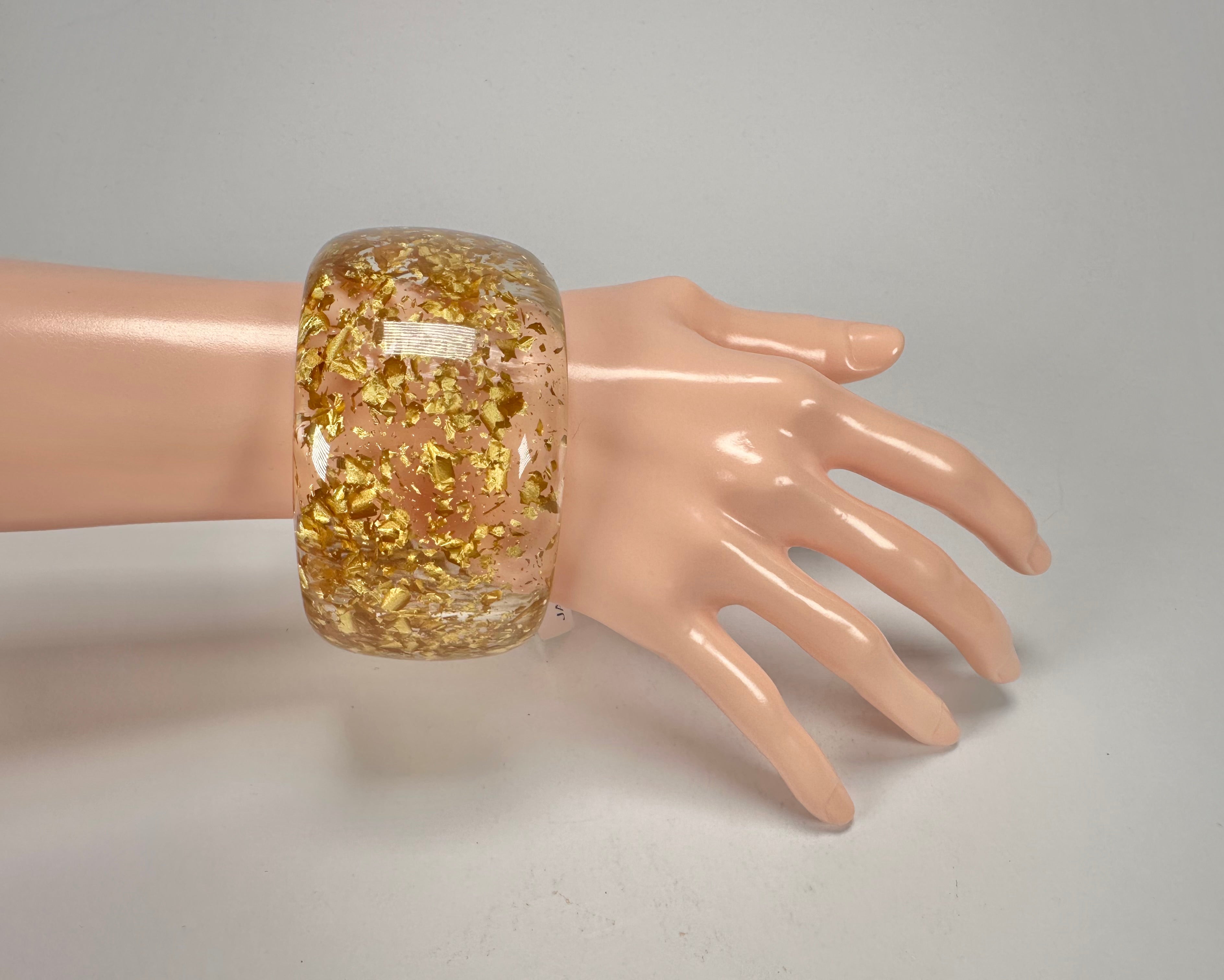 Jackie Brazil "Carmen" Gold Flakes 5cm Resin Bangle ( B2500 )