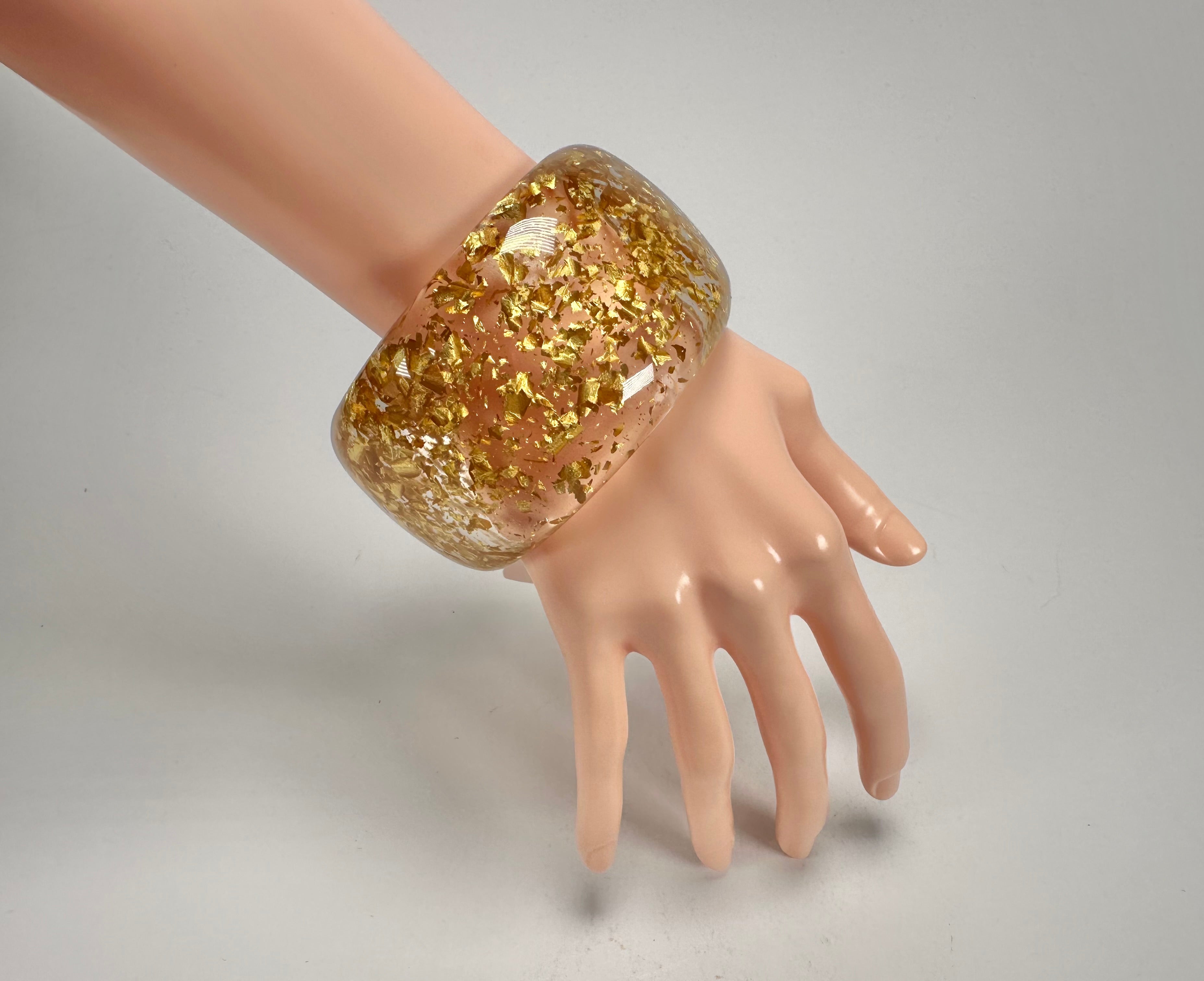 Jackie Brazil "Carmen" Gold Flakes 5cm Resin Bangle ( B2500 )