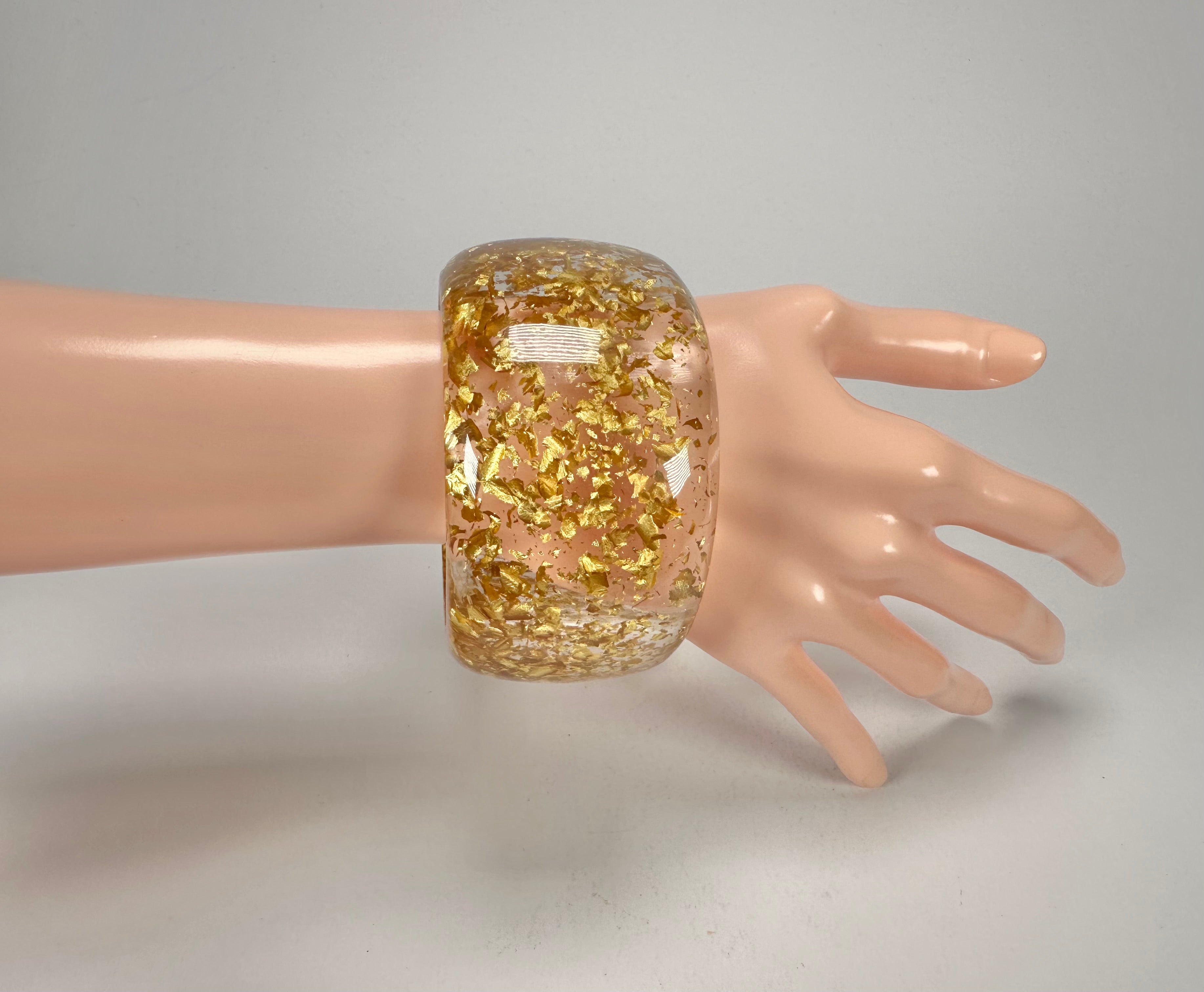 Jackie Brazil "Carmen" Gold Flakes 5cm Resin Bangle ( B2500 )