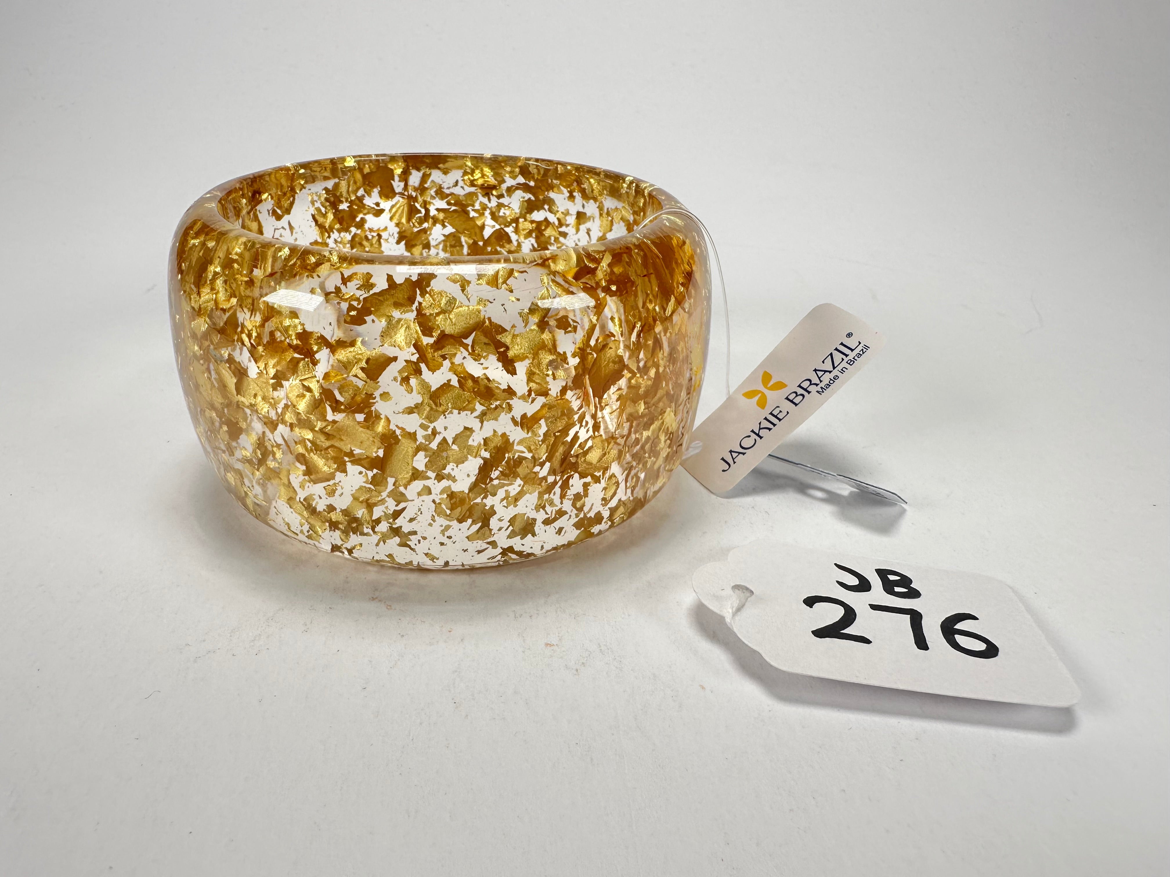 Jackie Brazil "Carmen" Gold Flakes 5cm Resin Bangle ( B2500 )