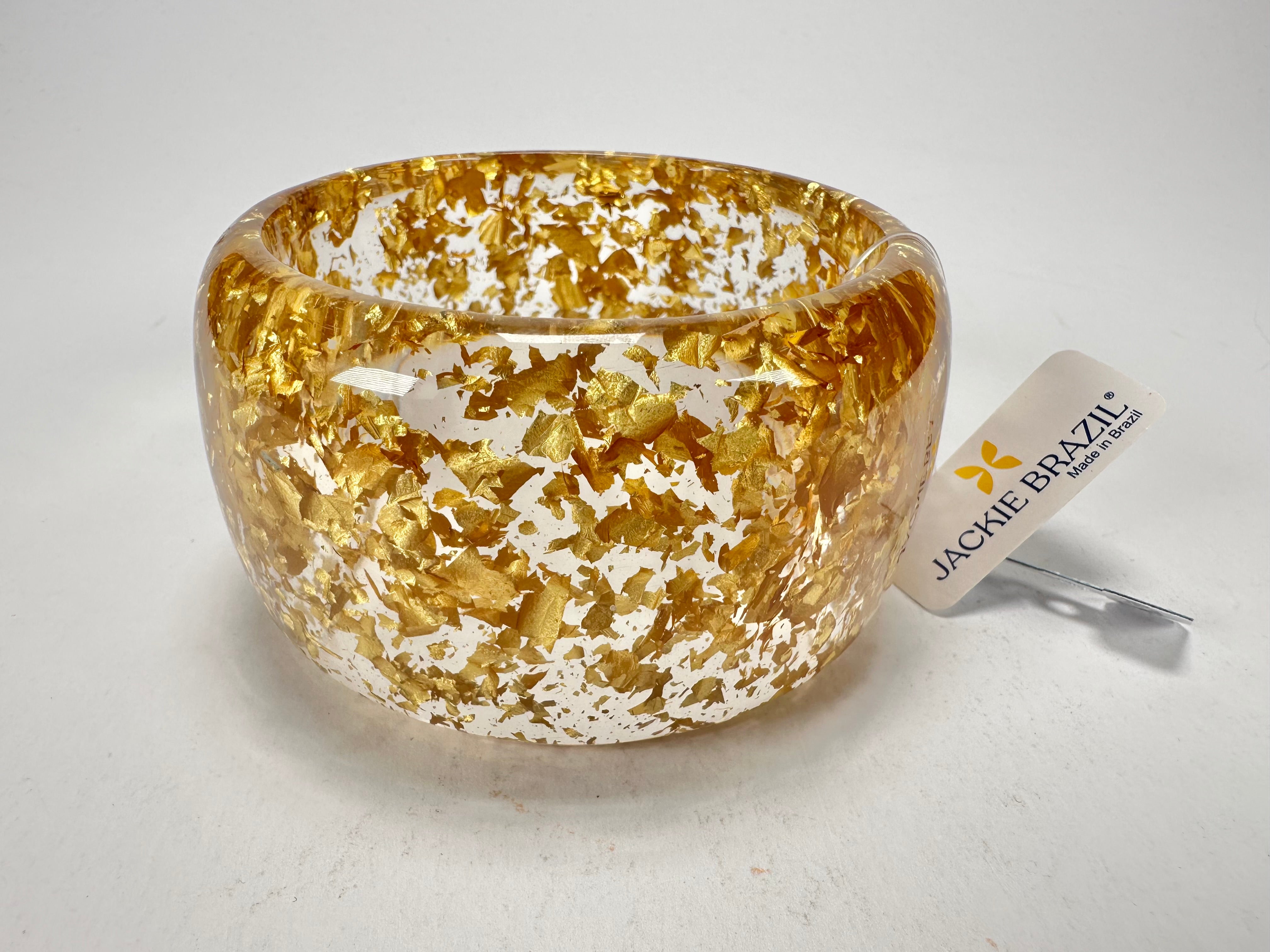 Jackie Brazil "Carmen" Gold Flakes 5cm Resin Bangle ( B2500 )