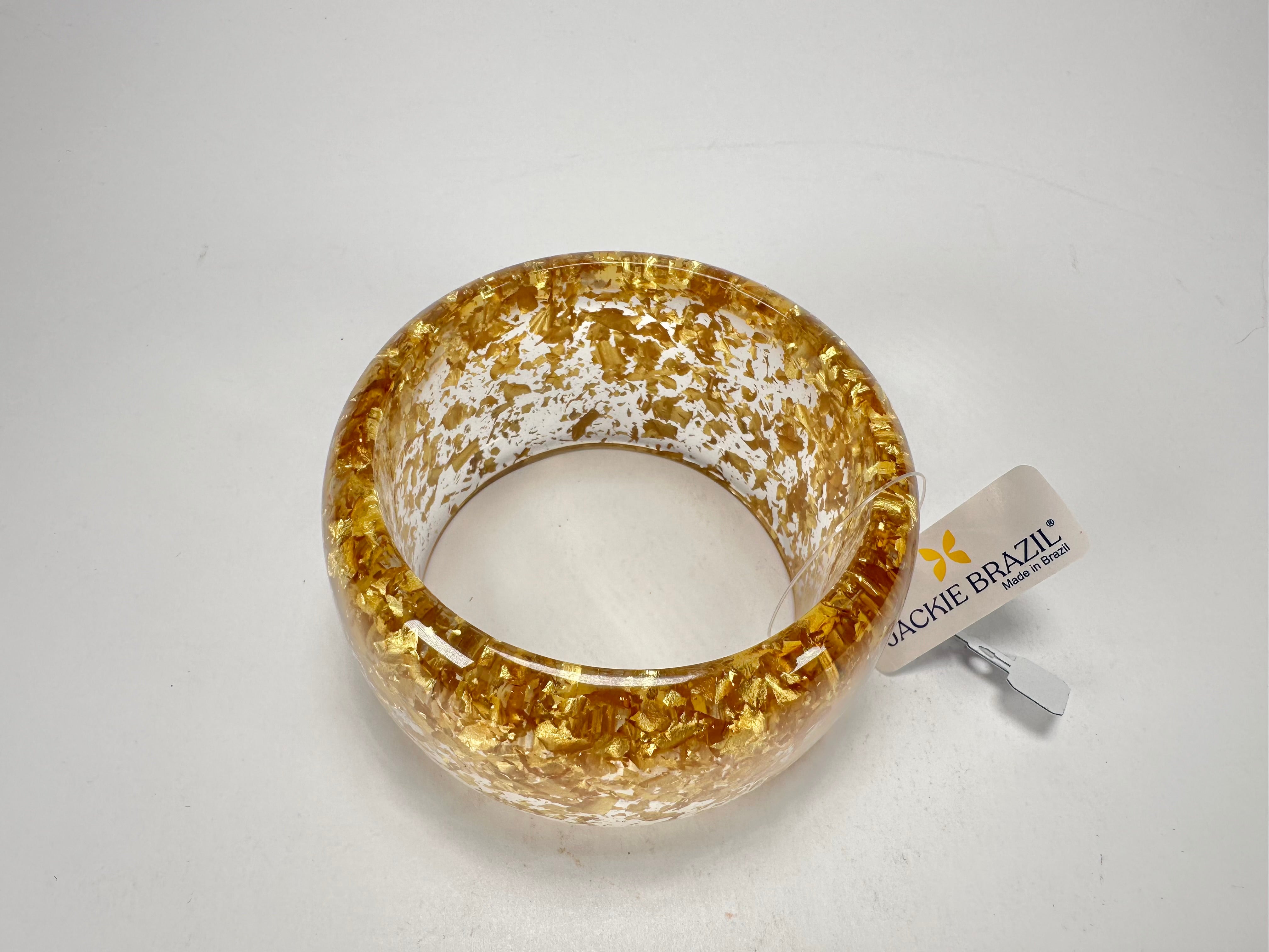 Jackie Brazil "Carmen" Gold Flakes 5cm Resin Bangle ( B2500 )