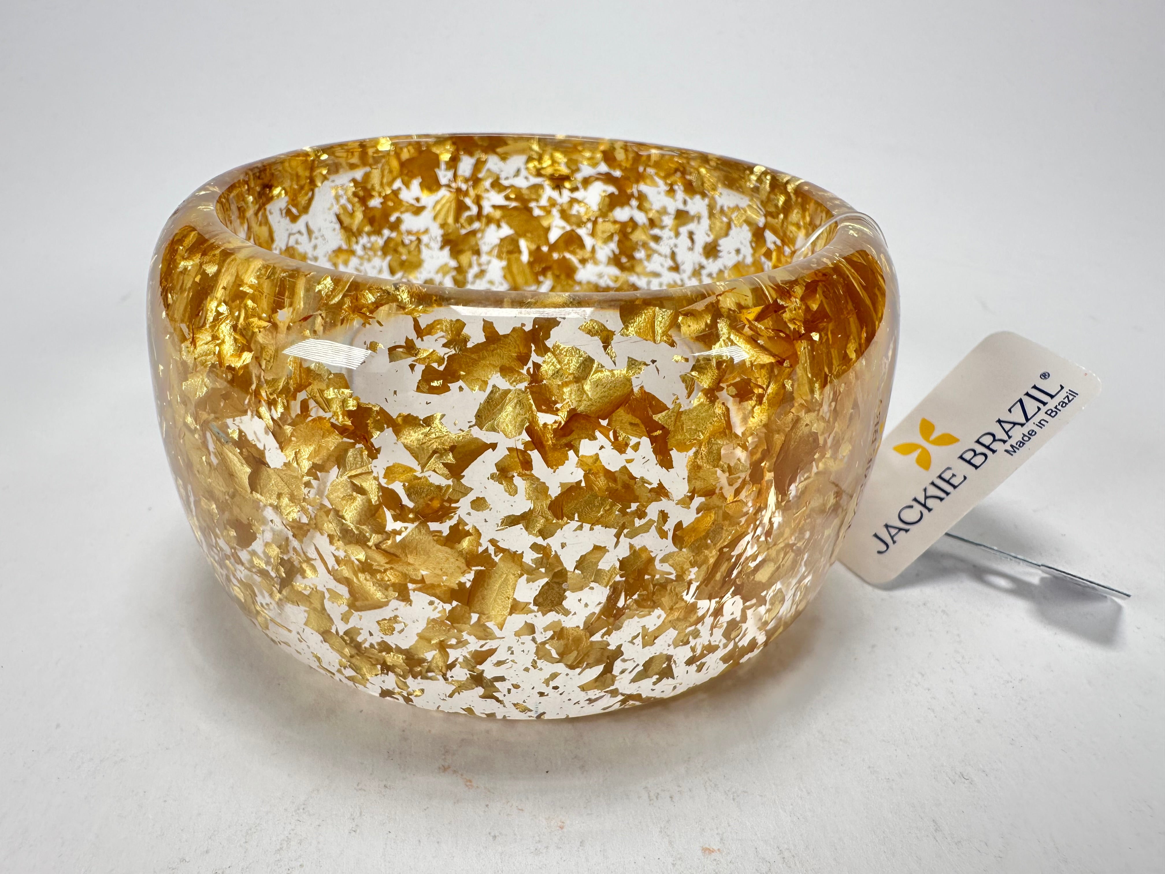 Jackie Brazil "Carmen" Gold Flakes 5cm Resin Bangle ( B2500 )