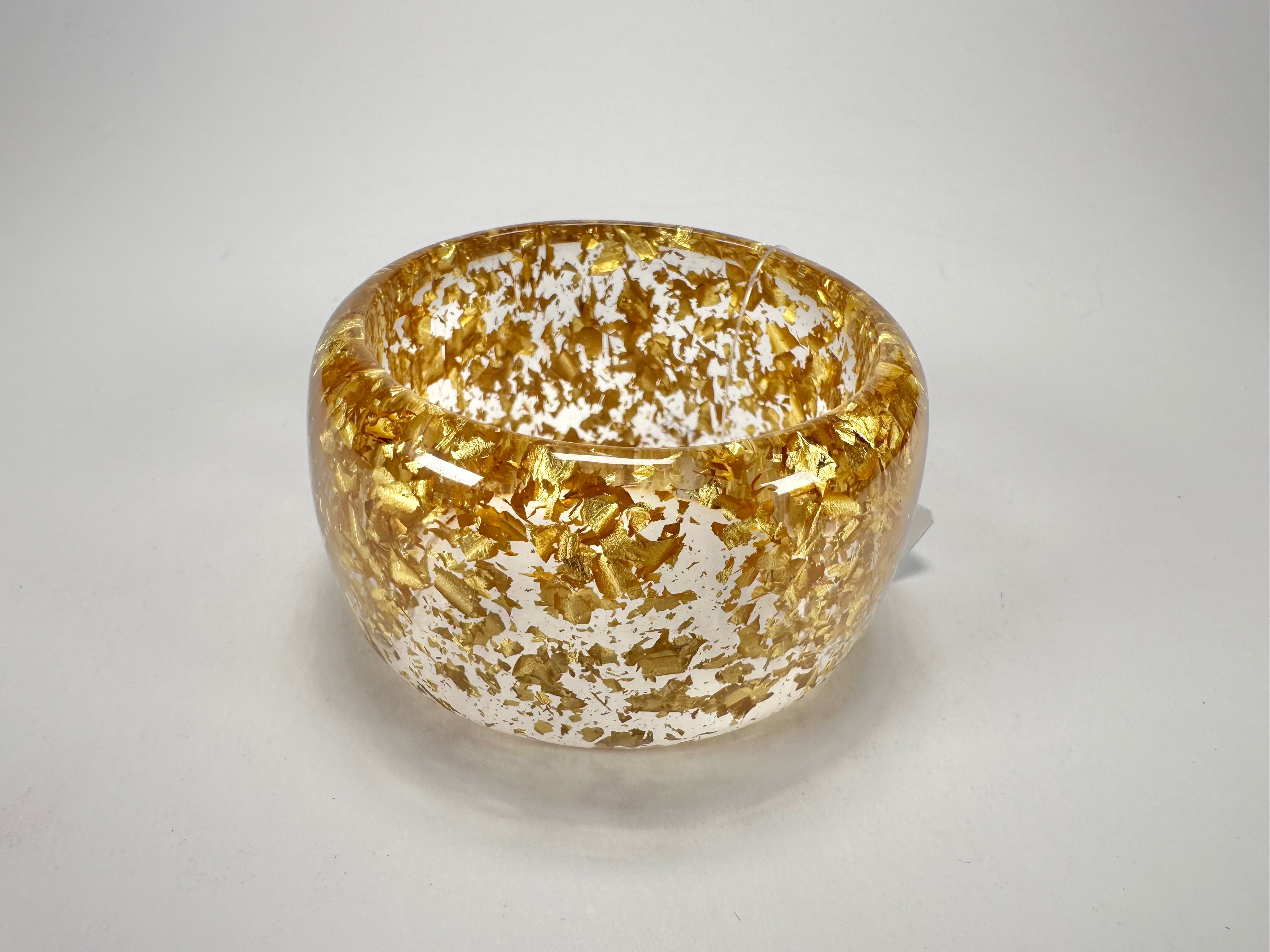 Jackie Brazil "Carmen" Gold Flakes 5cm Resin Bangle ( B2500 )