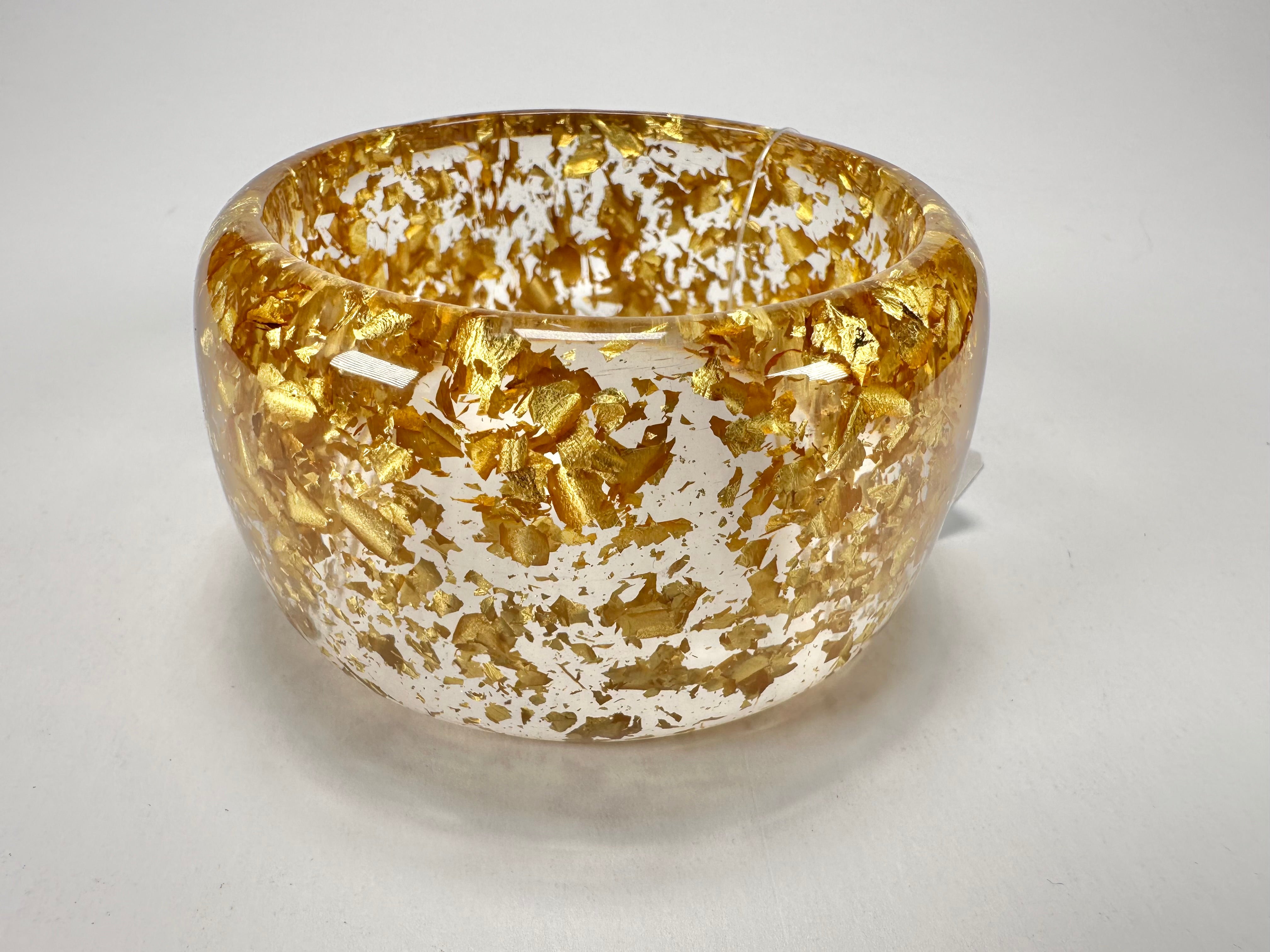 Jackie Brazil "Carmen" Gold Flakes 5cm Resin Bangle ( B2500 )