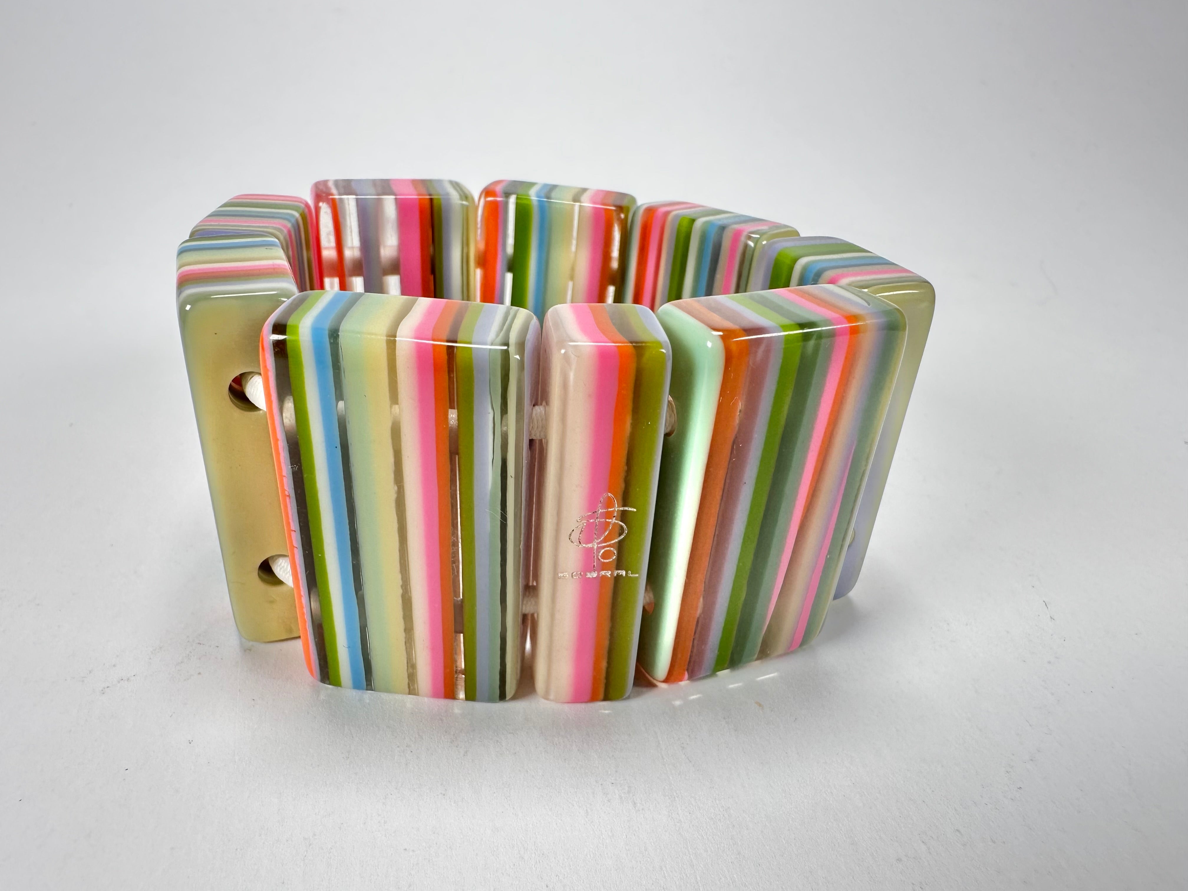 Jackie Brazil "Pop Art" Liquorice Spring Mix 8 Squares Elasticated Bracelet ( B0376 )