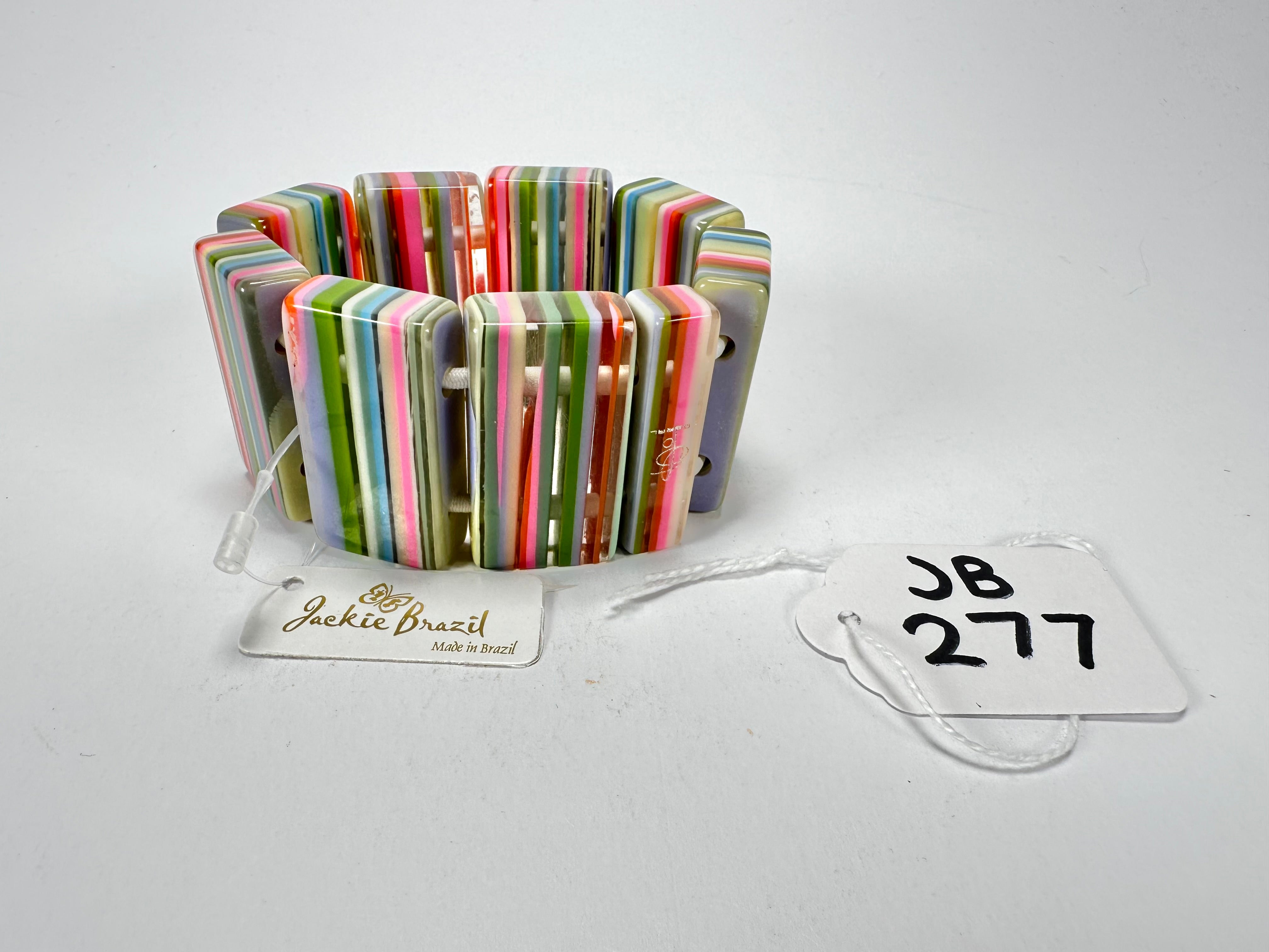 Jackie Brazil "Pop Art" Liquorice Spring Mix 8 Squares Elasticated Bracelet ( B0376 )