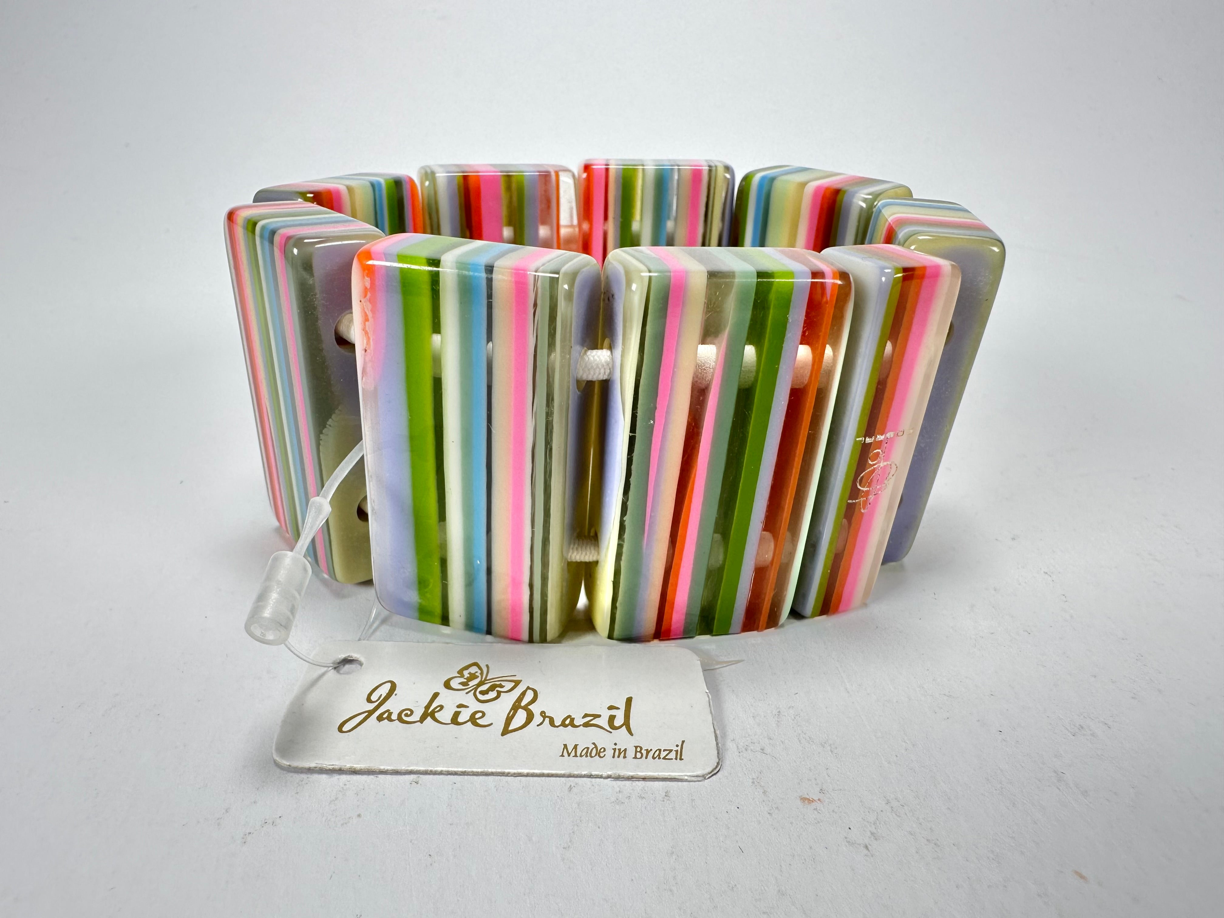 Jackie Brazil "Pop Art" Liquorice Spring Mix 8 Squares Elasticated Bracelet ( B0376 )