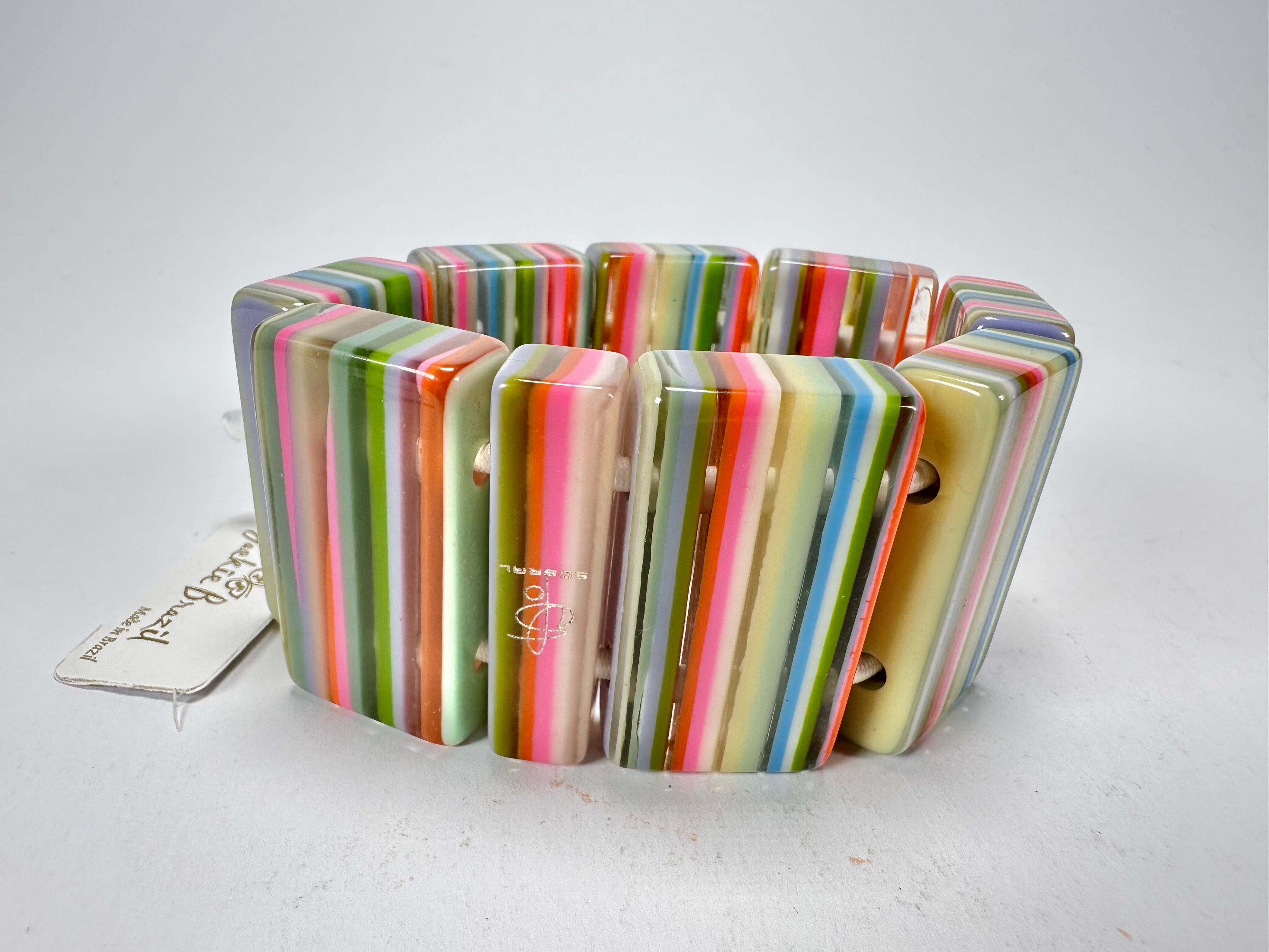 Jackie Brazil "Pop Art" Liquorice Spring Mix 8 Squares Elasticated Bracelet ( B0376 )