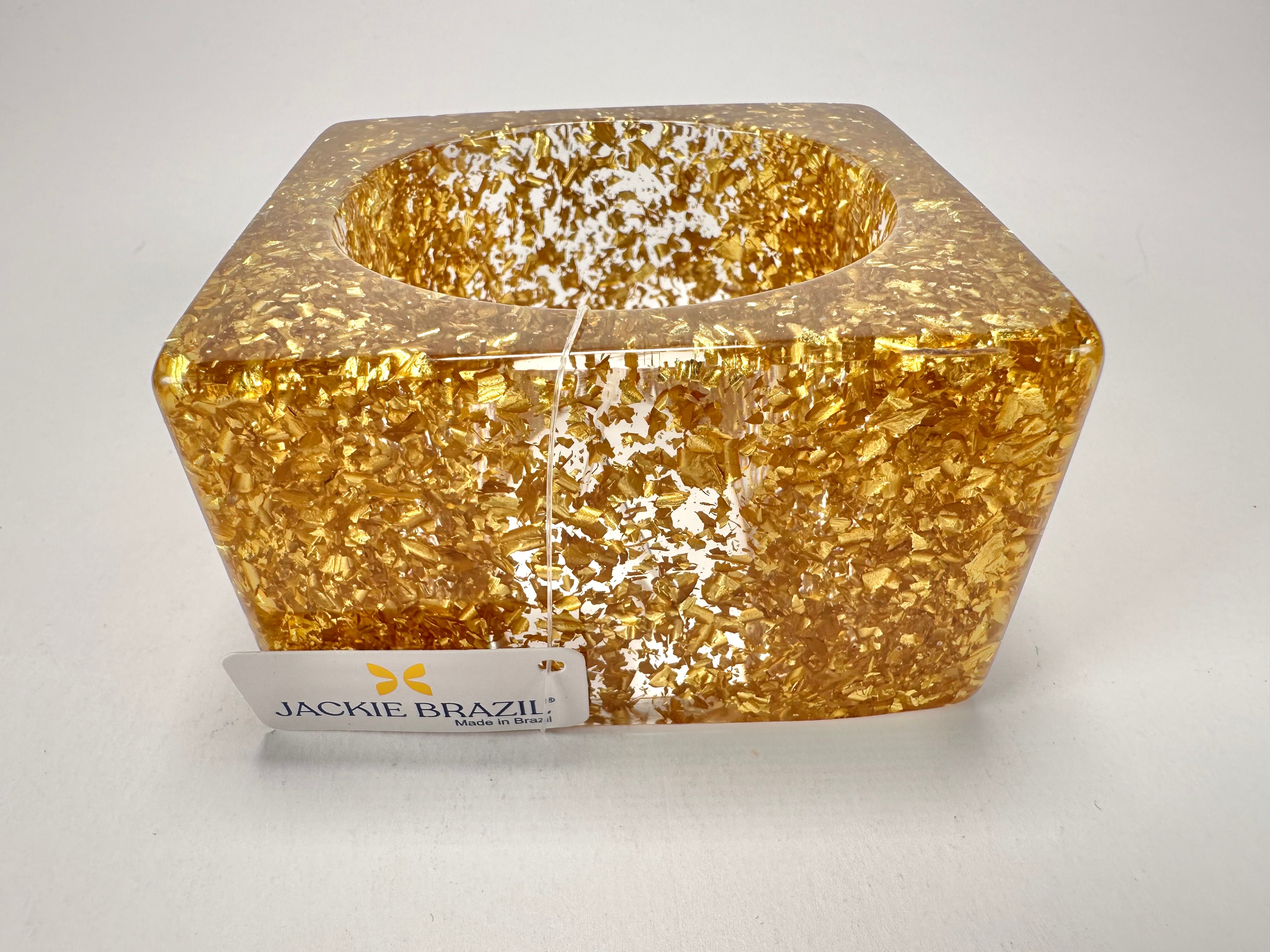 Jackie Brazil "Solid Square" Gold Flakes 5cm Bangle ( B2100 )