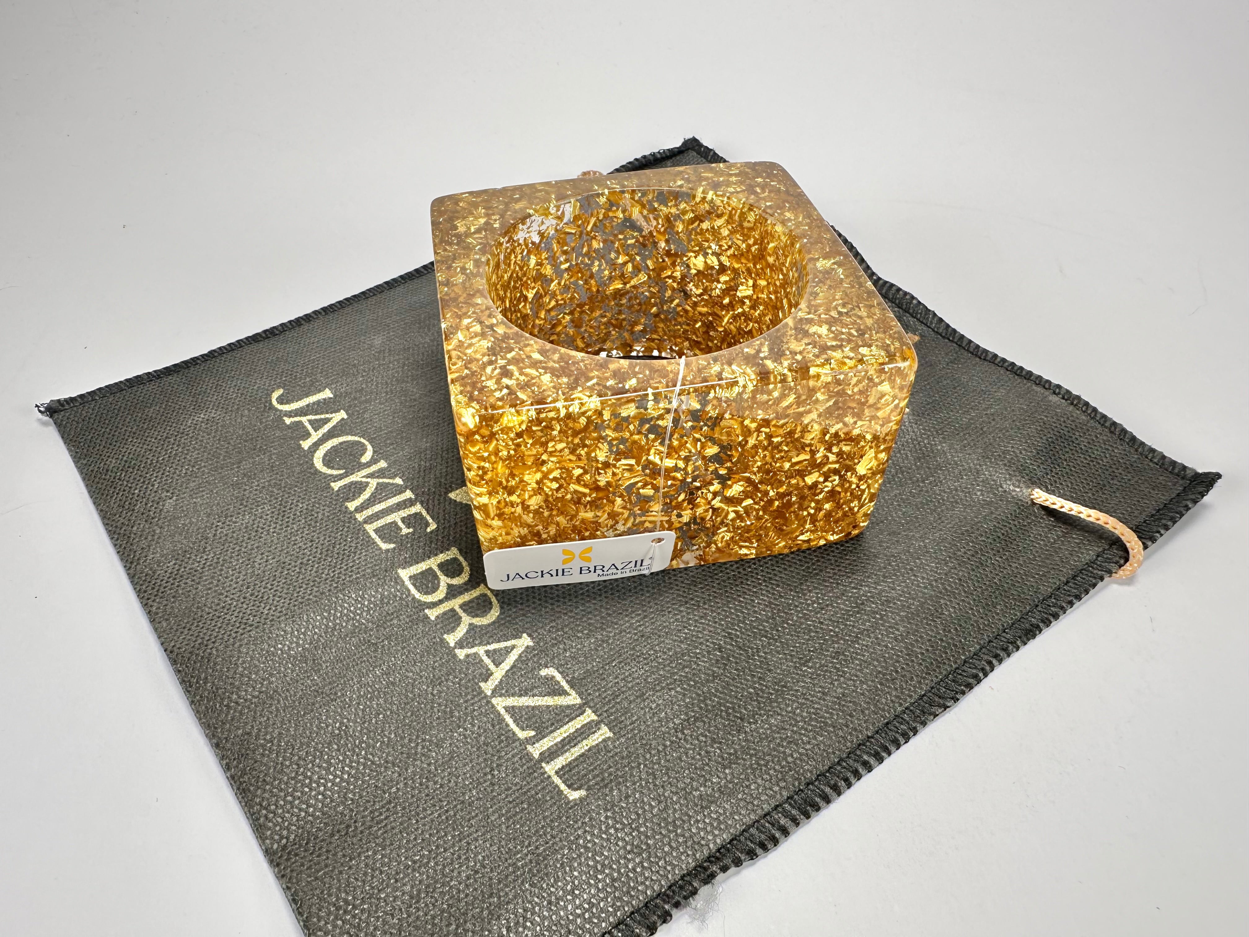 Jackie Brazil "Solid Square" Gold Flakes 5cm Bangle ( B2100 )