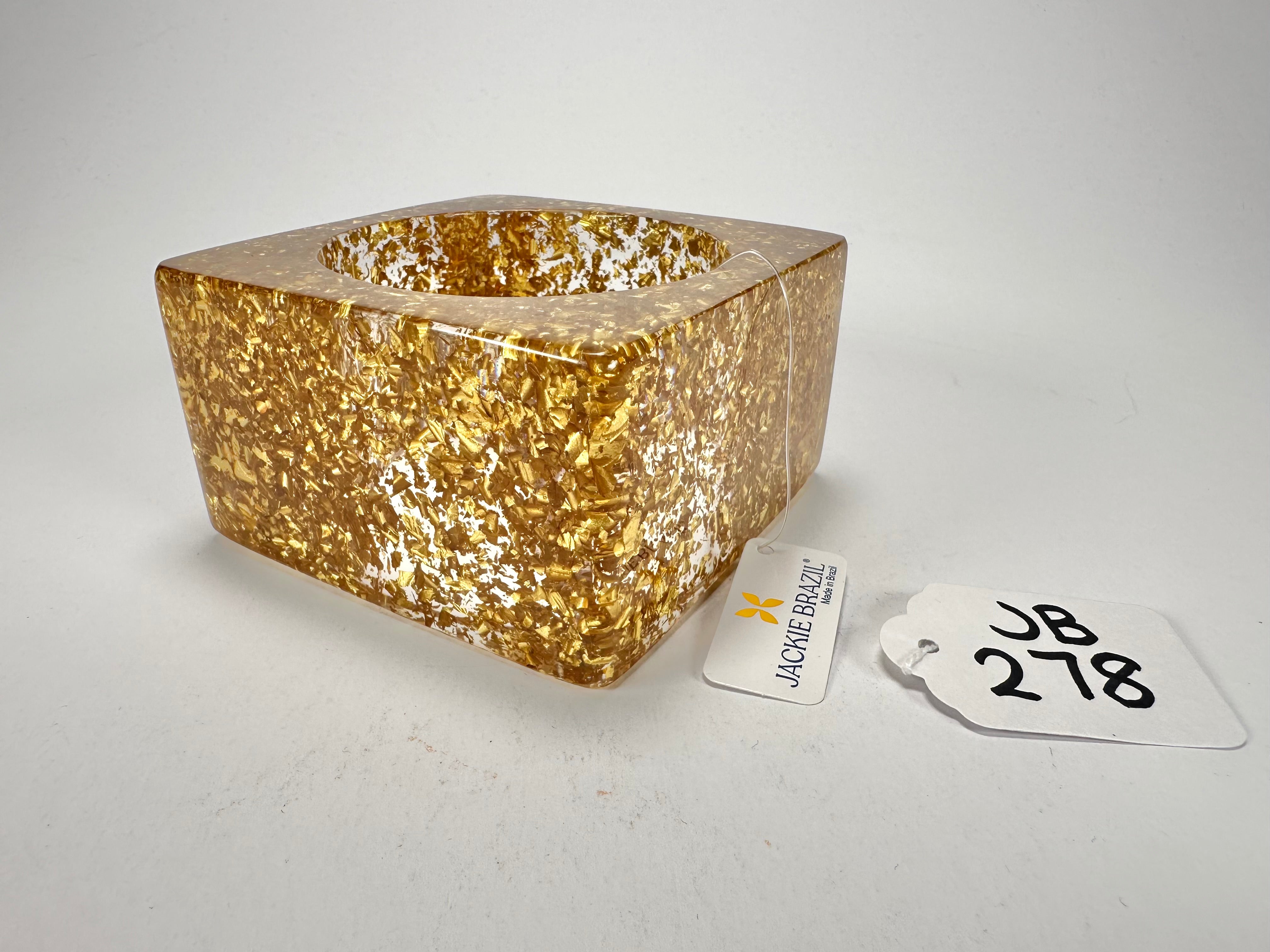 Jackie Brazil "Solid Square" Gold Flakes 5cm Bangle ( B2100 )