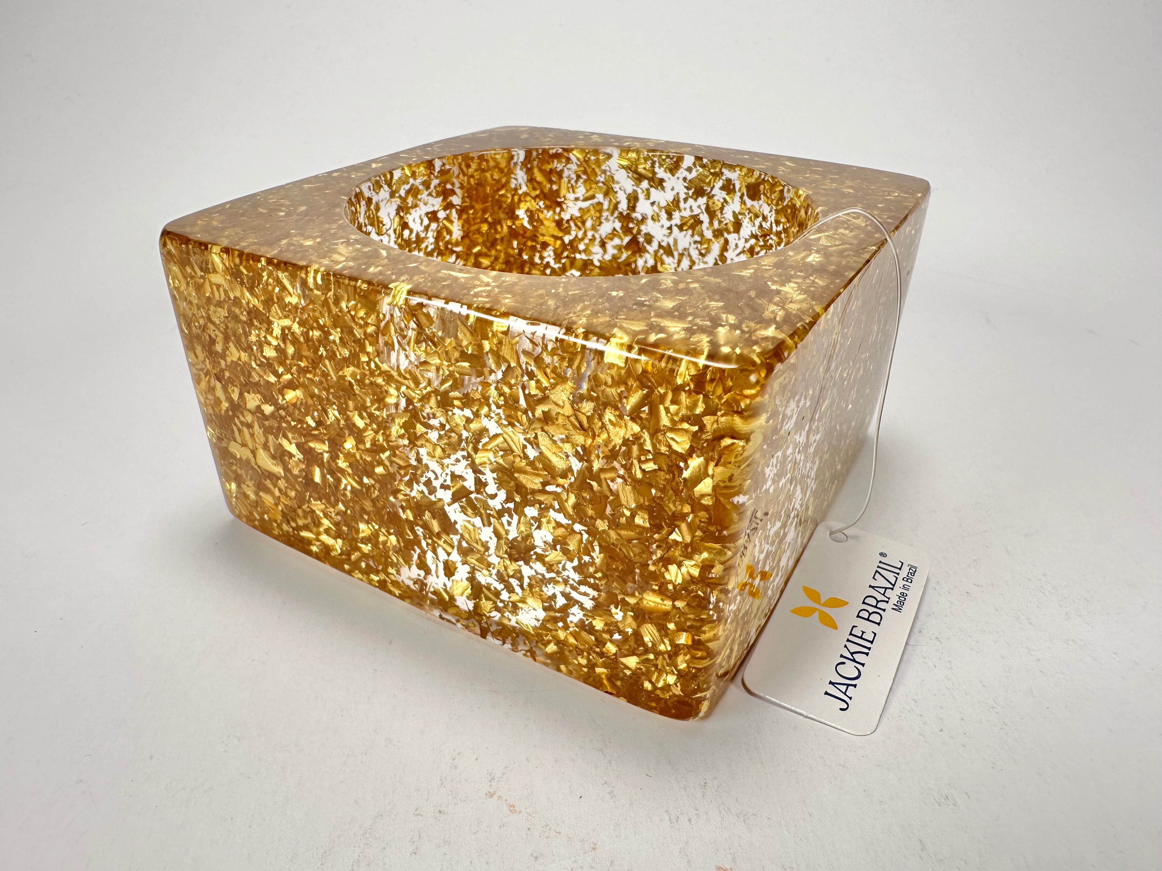 Jackie Brazil "Solid Square" Gold Flakes 5cm Bangle ( B2100 )