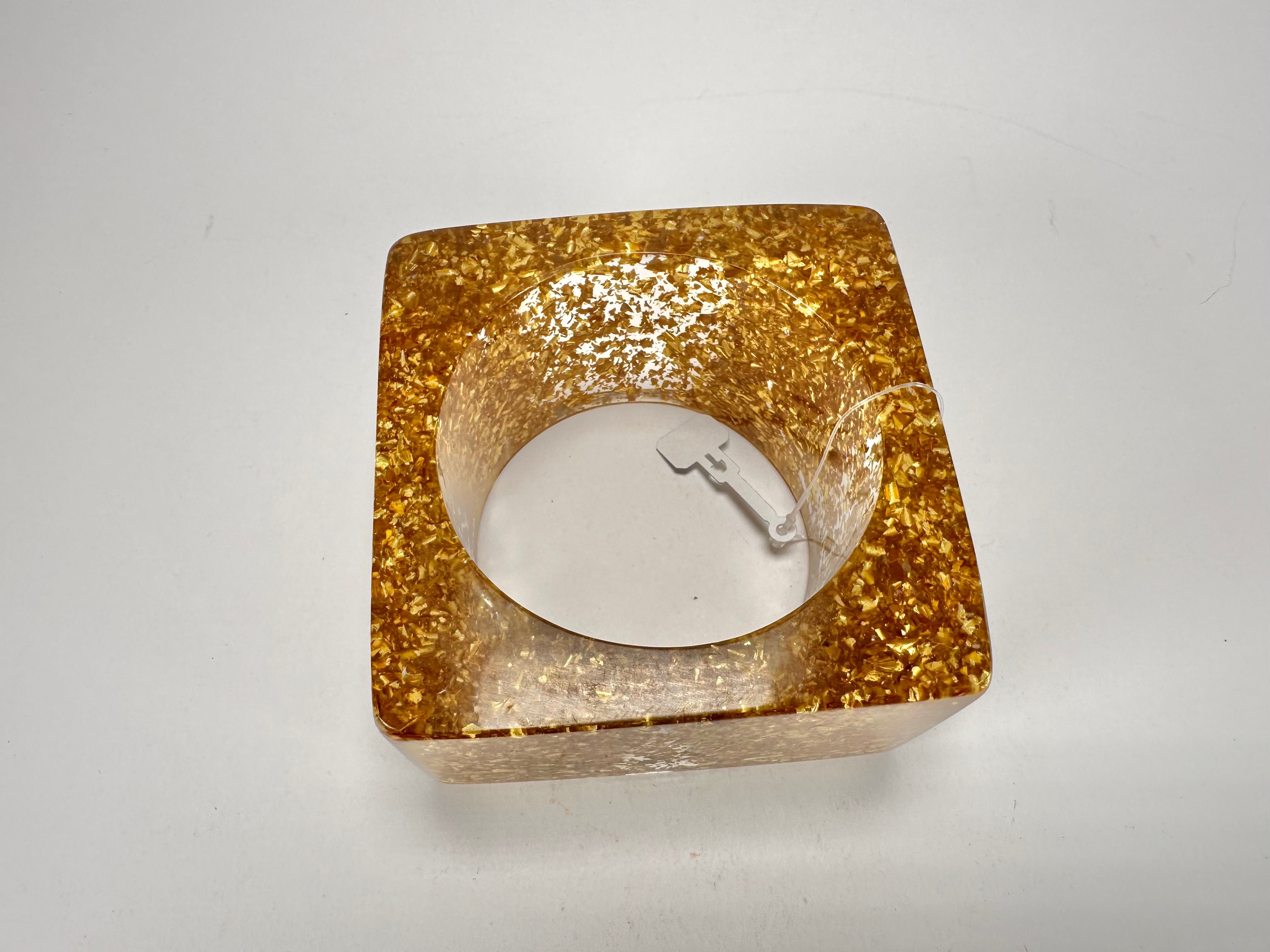 Jackie Brazil "Solid Square" Gold Flakes 5cm Bangle ( B2100 )