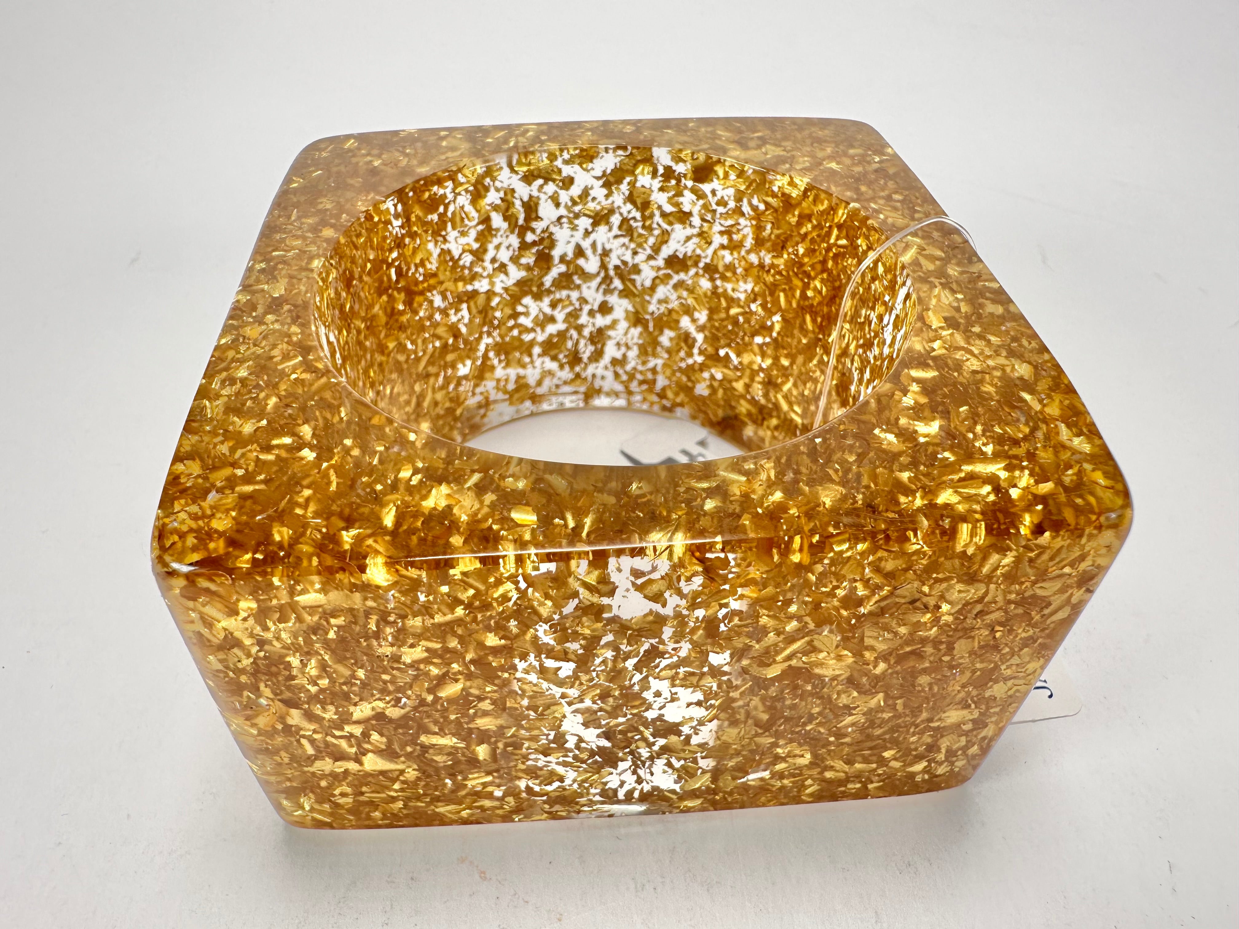 Jackie Brazil "Solid Square" Gold Flakes 5cm Bangle ( B2100 )