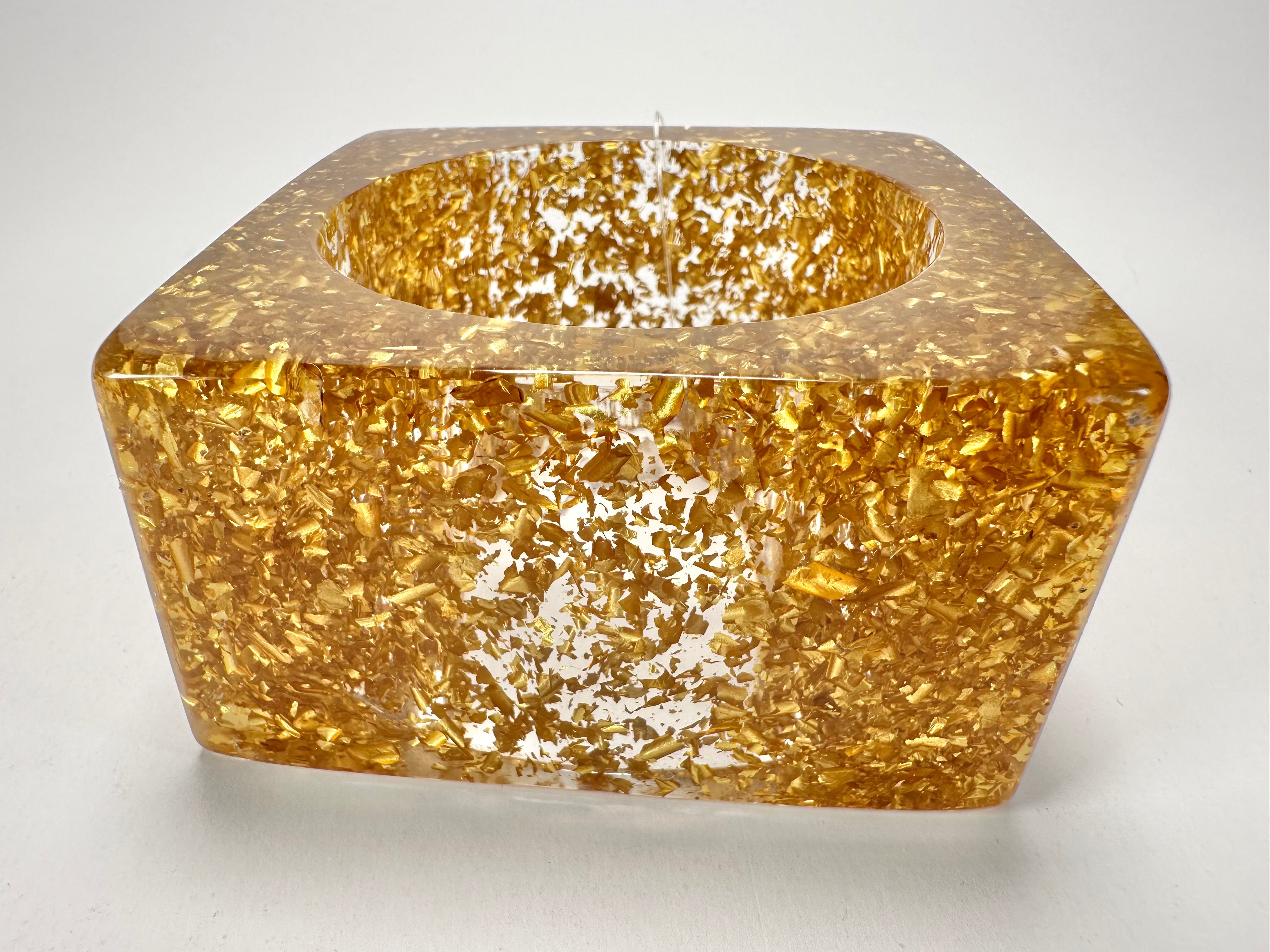 Jackie Brazil "Solid Square" Gold Flakes 5cm Bangle ( B2100 )