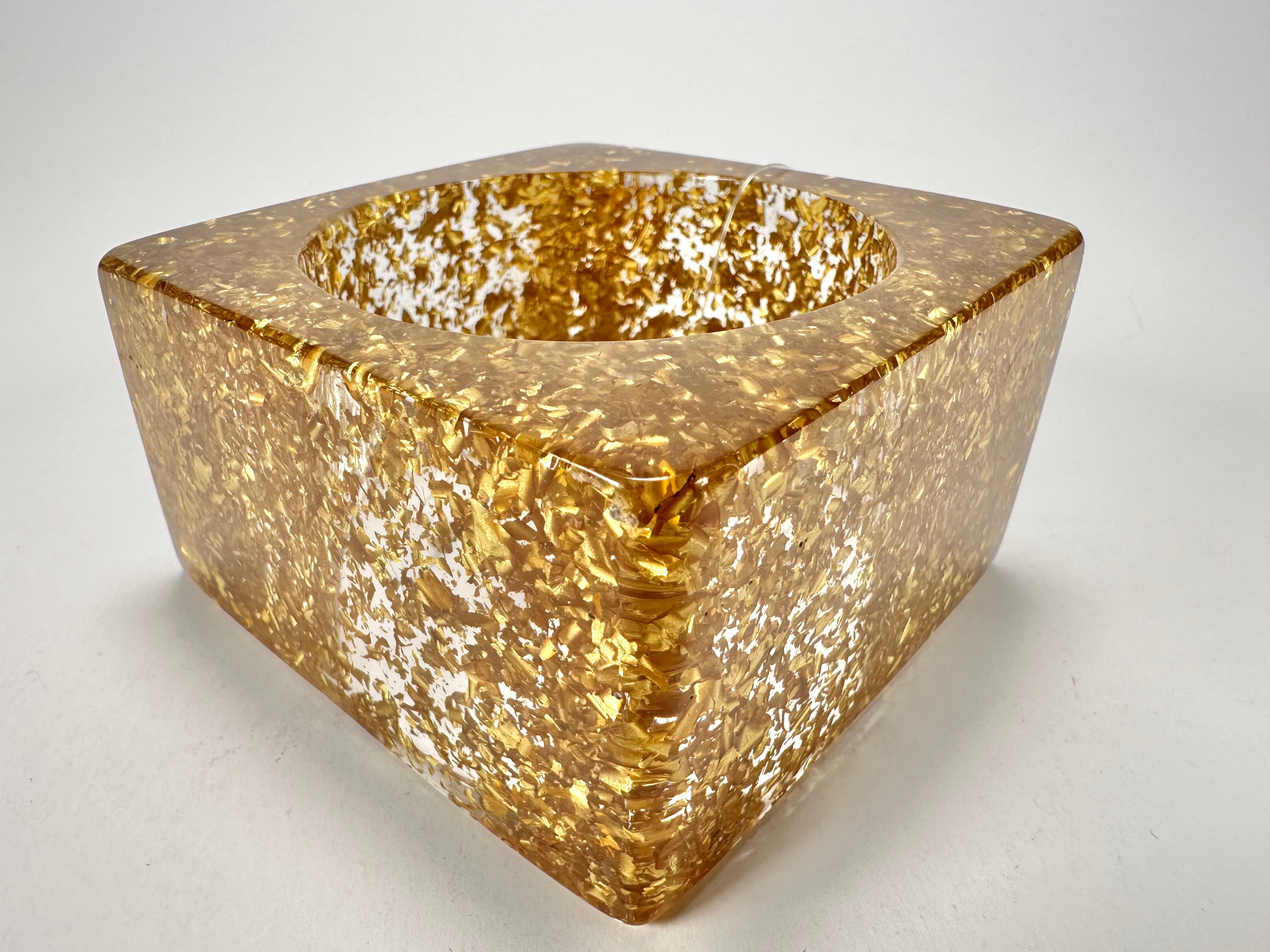 Jackie Brazil "Solid Square" Gold Flakes 5cm Bangle ( B2100 )