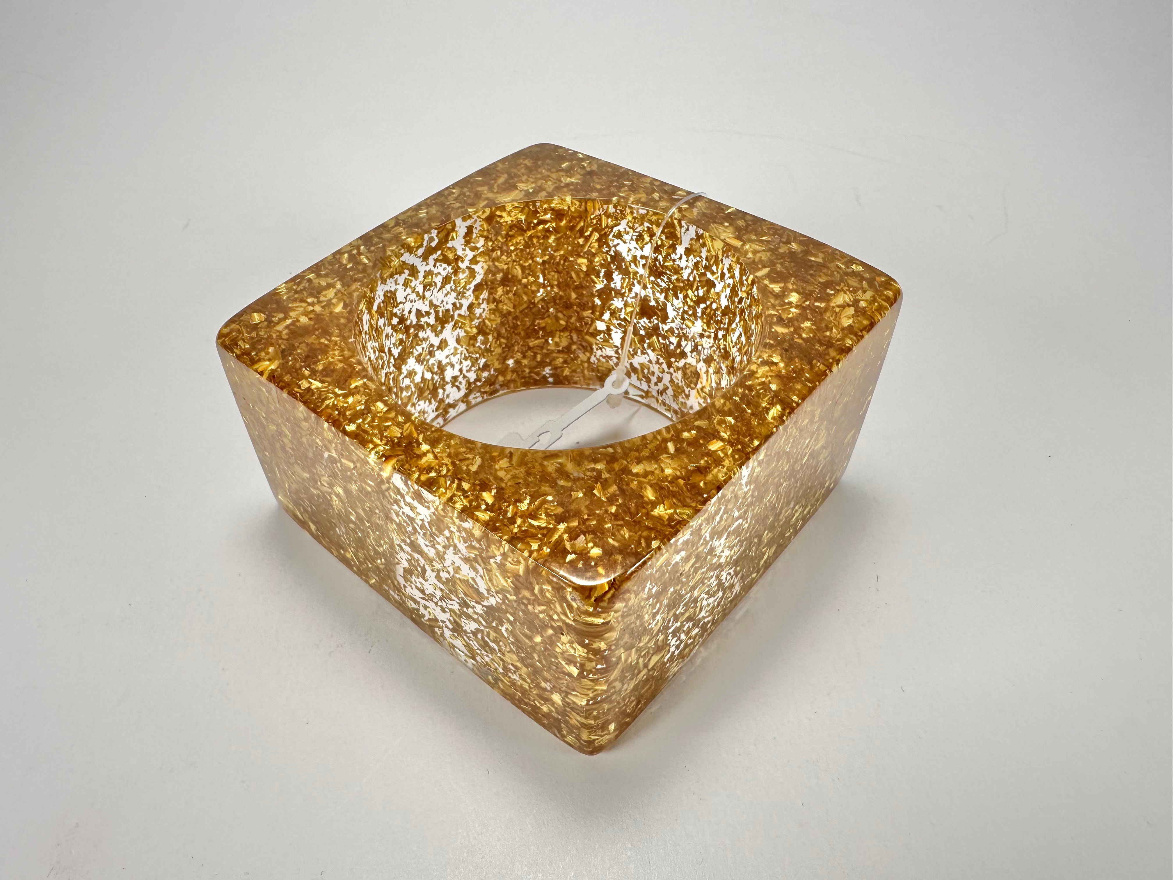Jackie Brazil "Solid Square" Gold Flakes 5cm Bangle ( B2100 )