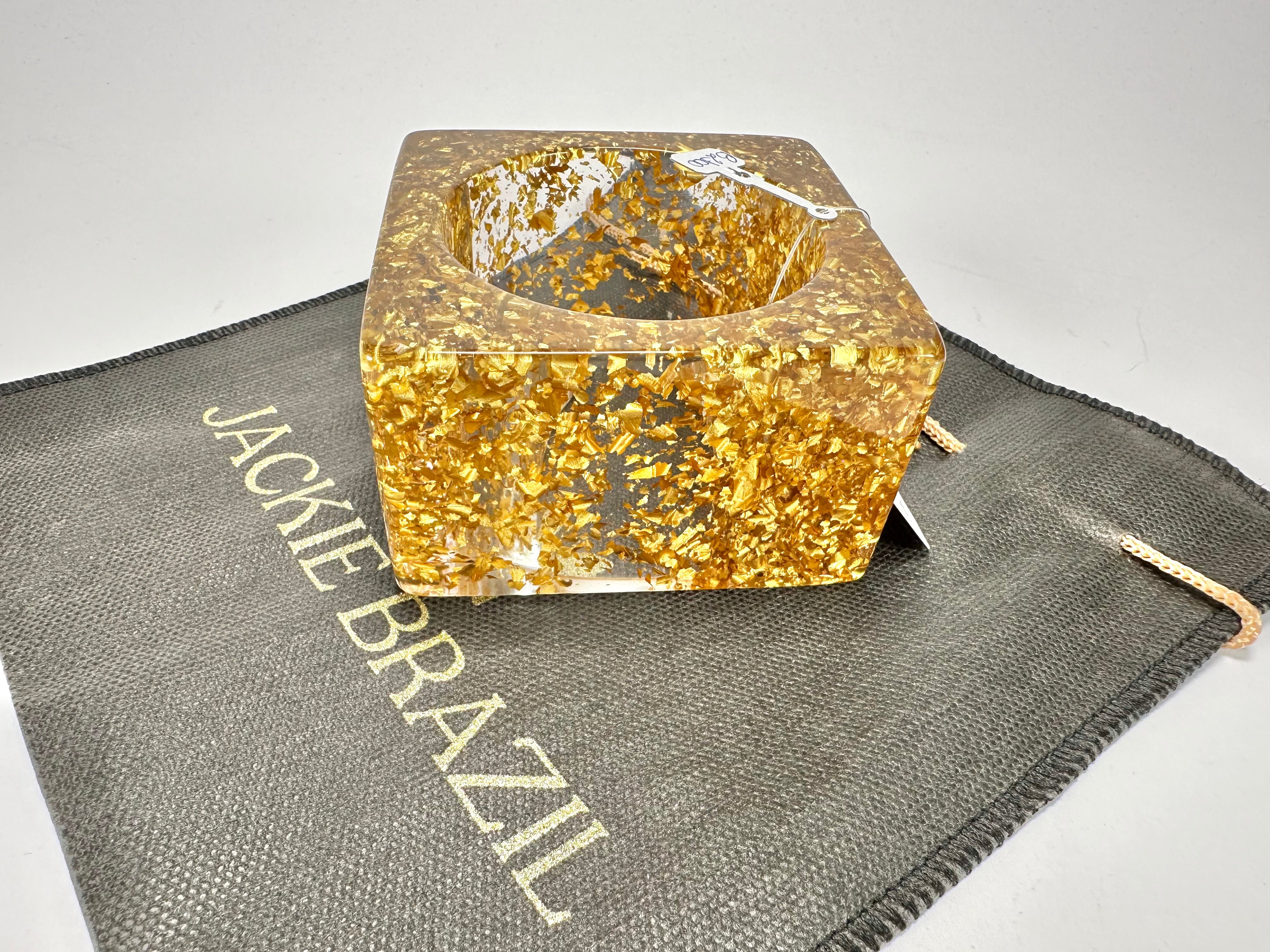 Jackie Brazil "Solid Square" Gold Flakes 5cm Bangle ( B2100 )