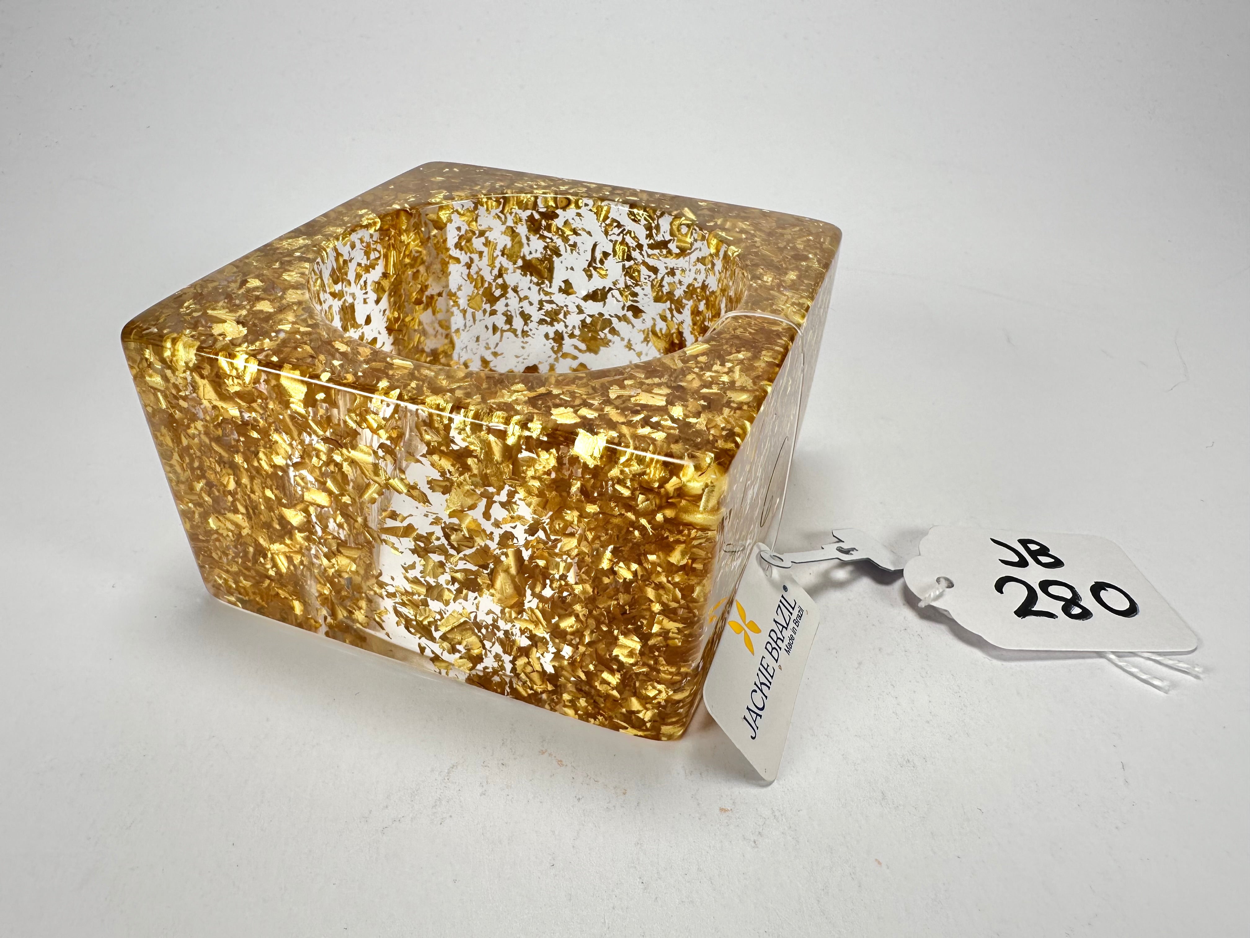 Jackie Brazil "Solid Square" Gold Flakes 5cm Bangle ( B2100 )
