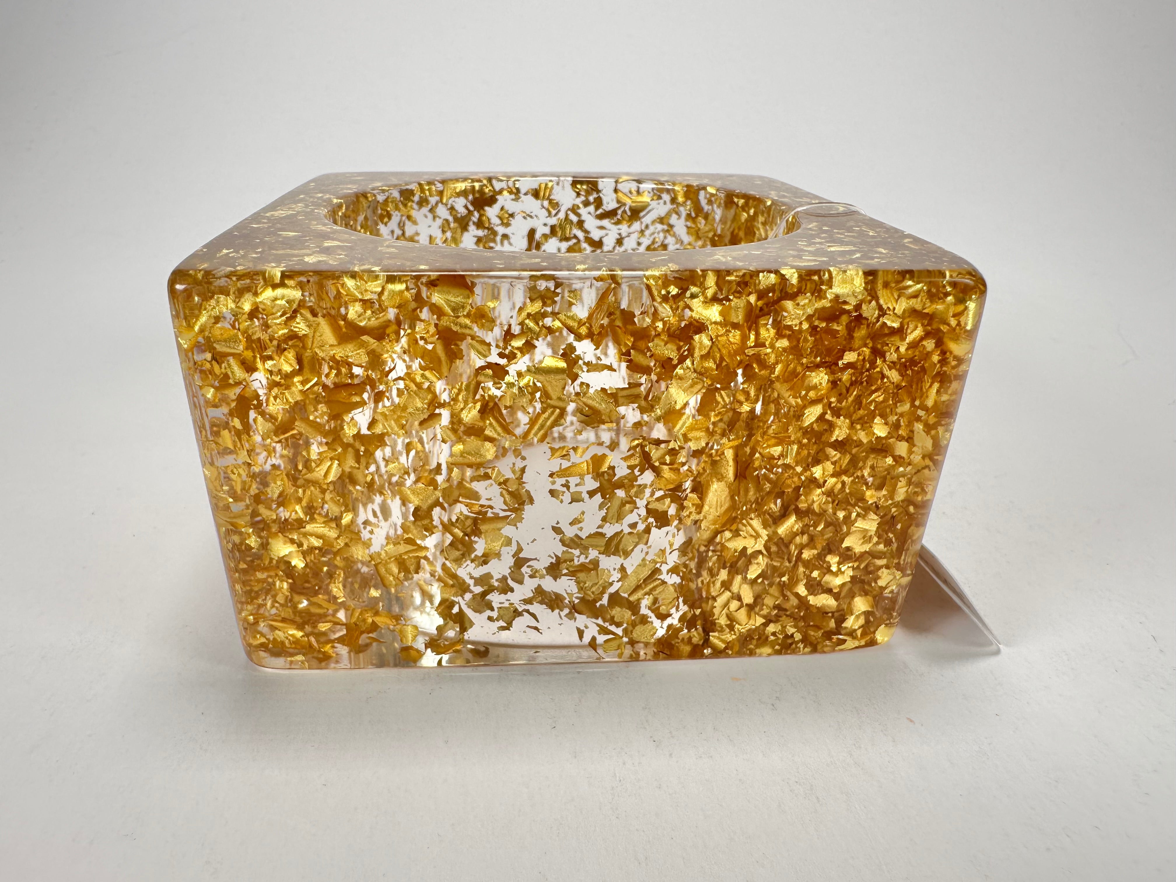 Jackie Brazil "Solid Square" Gold Flakes 5cm Bangle ( B2100 )