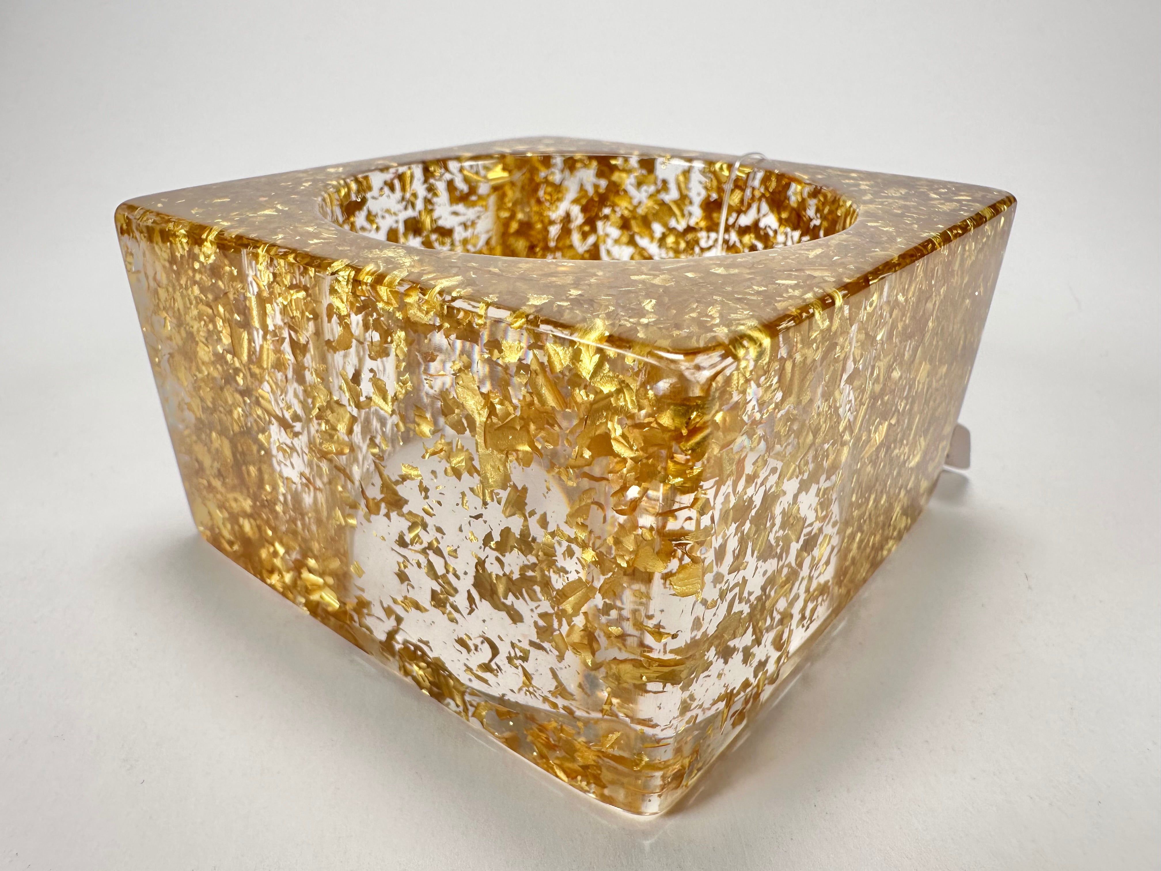 Jackie Brazil "Solid Square" Gold Flakes 5cm Bangle ( B2100 )
